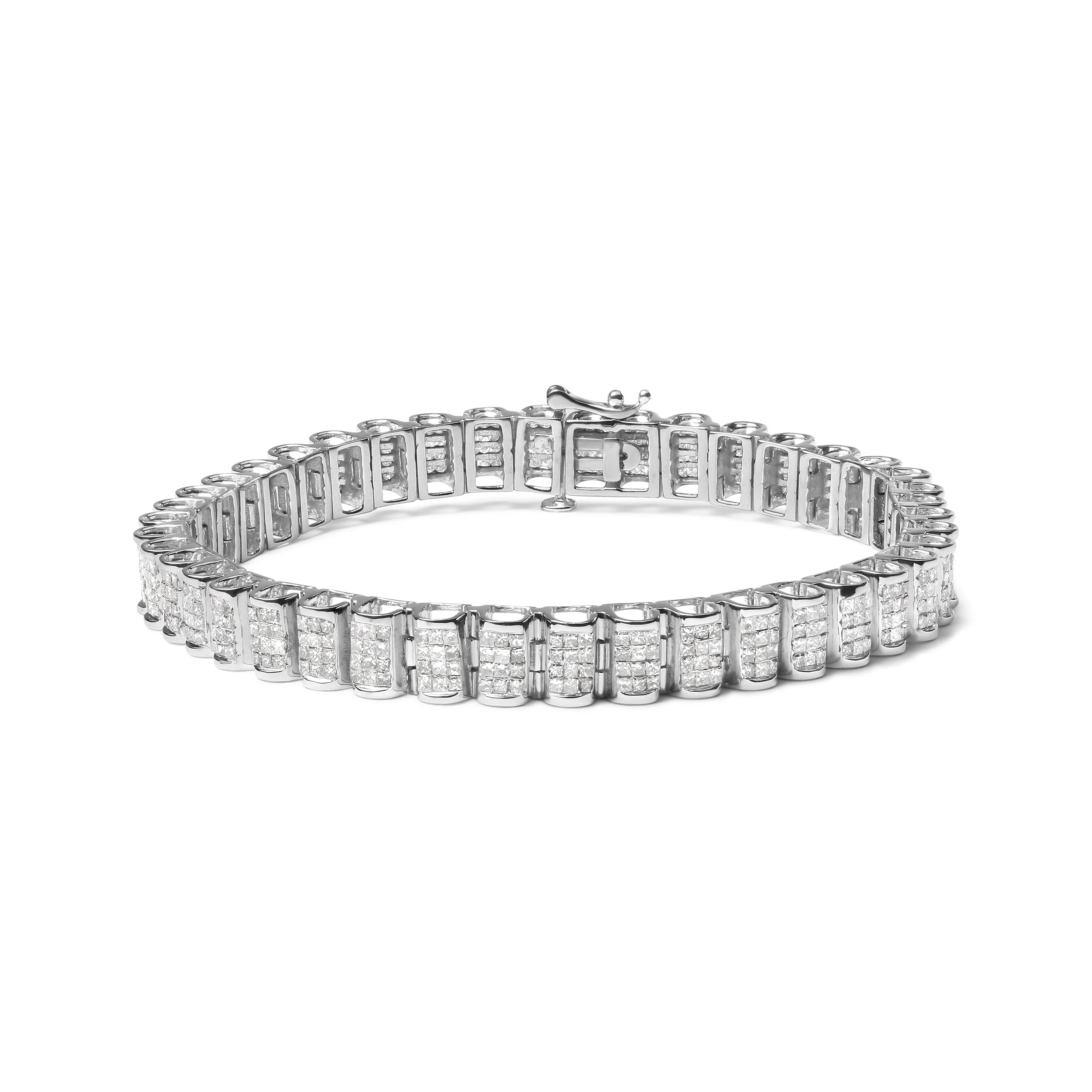 14K Yellow Gold 5.0 Cttw Invisible Set Princess-cut Diamond Buckle Link Tennis Bracelet (H-I Color, SI2-I1 Clarity) - Size 7.25" - Image 12