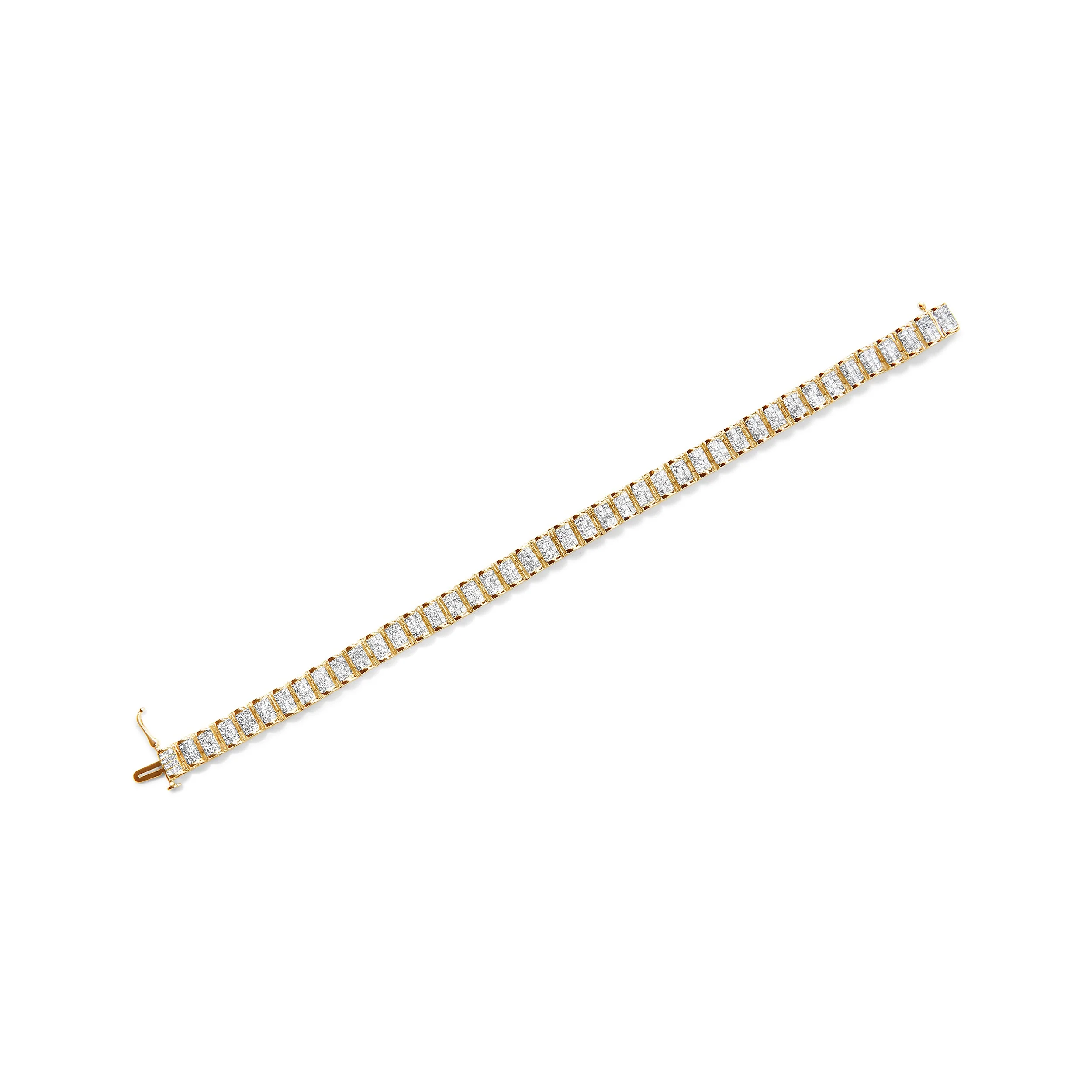 14K Yellow Gold 5.0 Cttw Invisible Set Princess-cut Diamond Buckle Link Tennis Bracelet (H-I Color, SI2-I1 Clarity) - Size 7.25" - Image 5