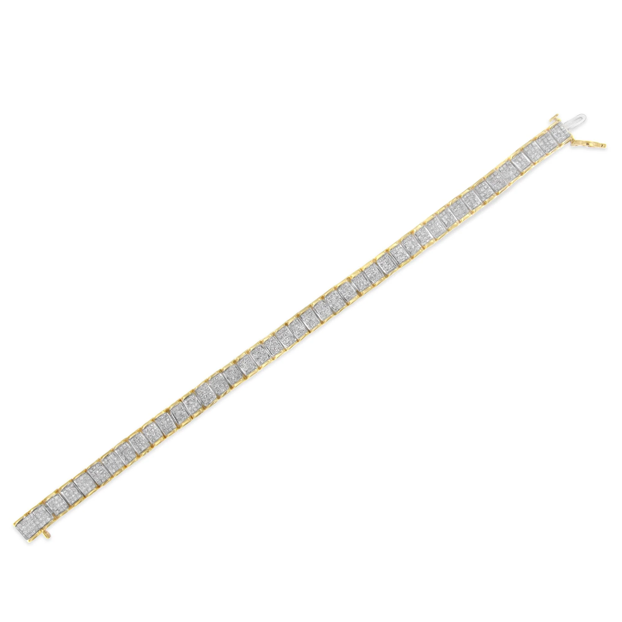 14K Yellow Gold 5.0 Cttw Invisible Set Princess-cut Diamond Buckle Link Tennis Bracelet (H-I Color, SI2-I1 Clarity) - Size 7.25" - Image 6