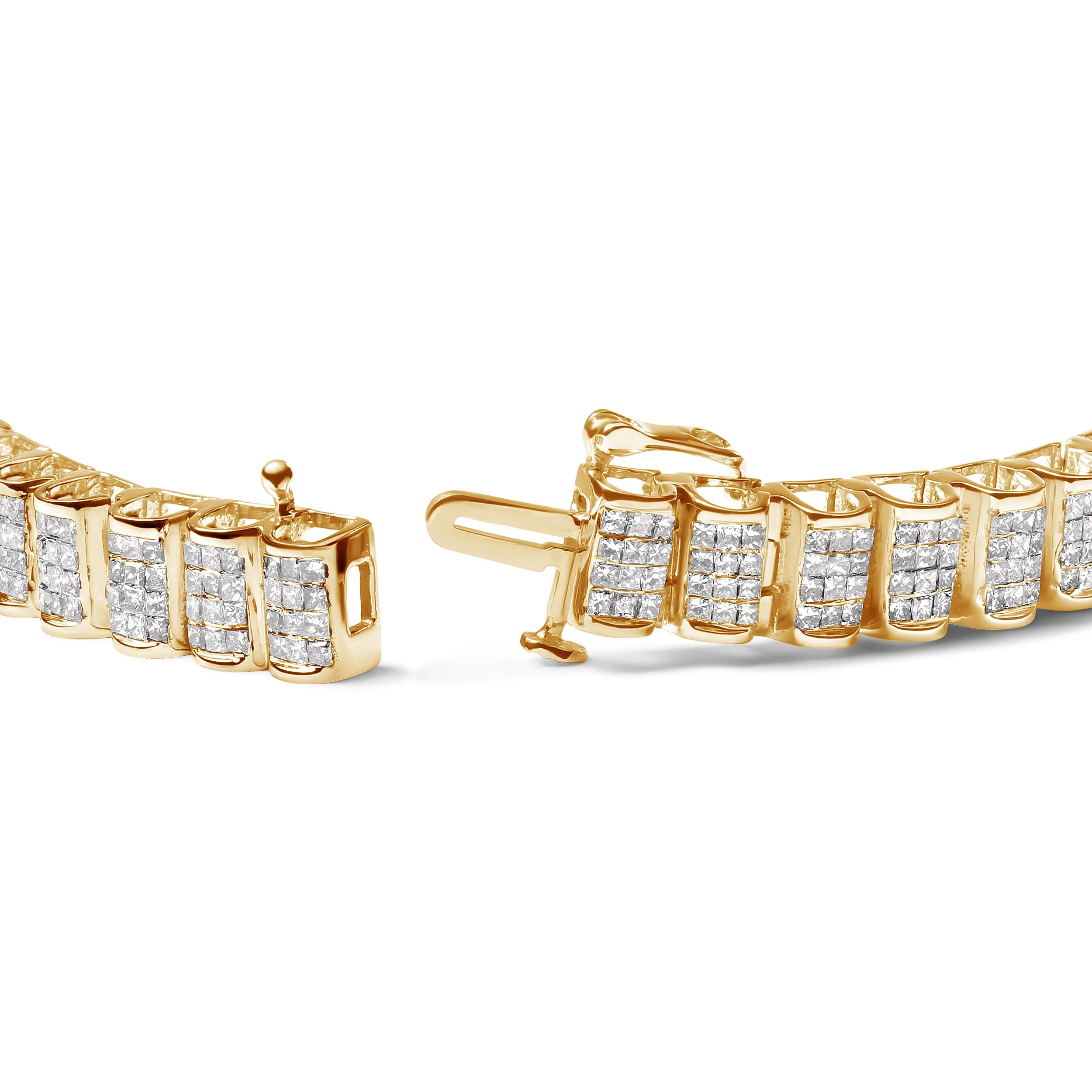 14K Yellow Gold 5.0 Cttw Invisible Set Princess-cut Diamond Buckle Link Tennis Bracelet (H-I Color, SI2-I1 Clarity) - Size 7.25" - Image 8