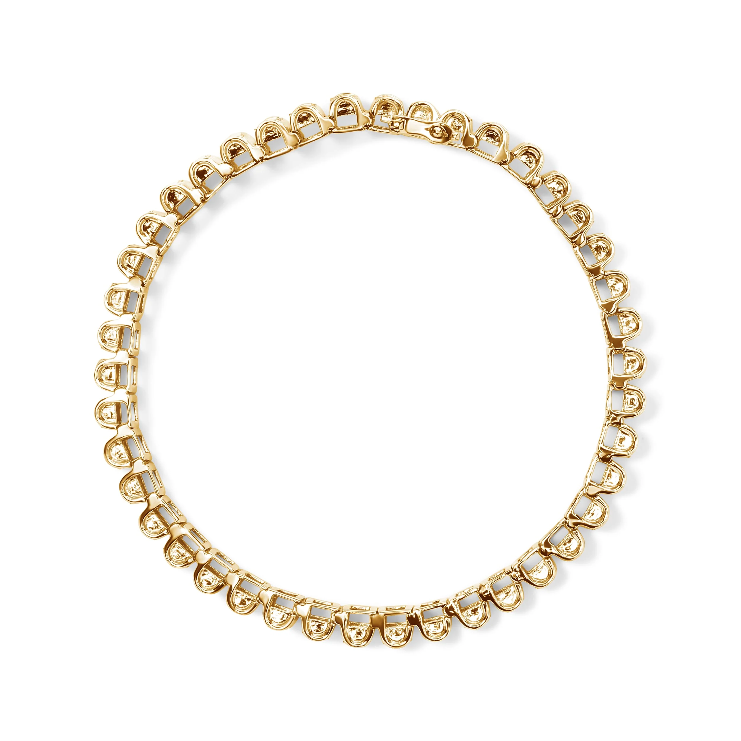 14K Yellow Gold 5.0 Cttw Invisible Set Princess-cut Diamond Buckle Link Tennis Bracelet (H-I Color, SI2-I1 Clarity) - Size 7.25" - Image 9