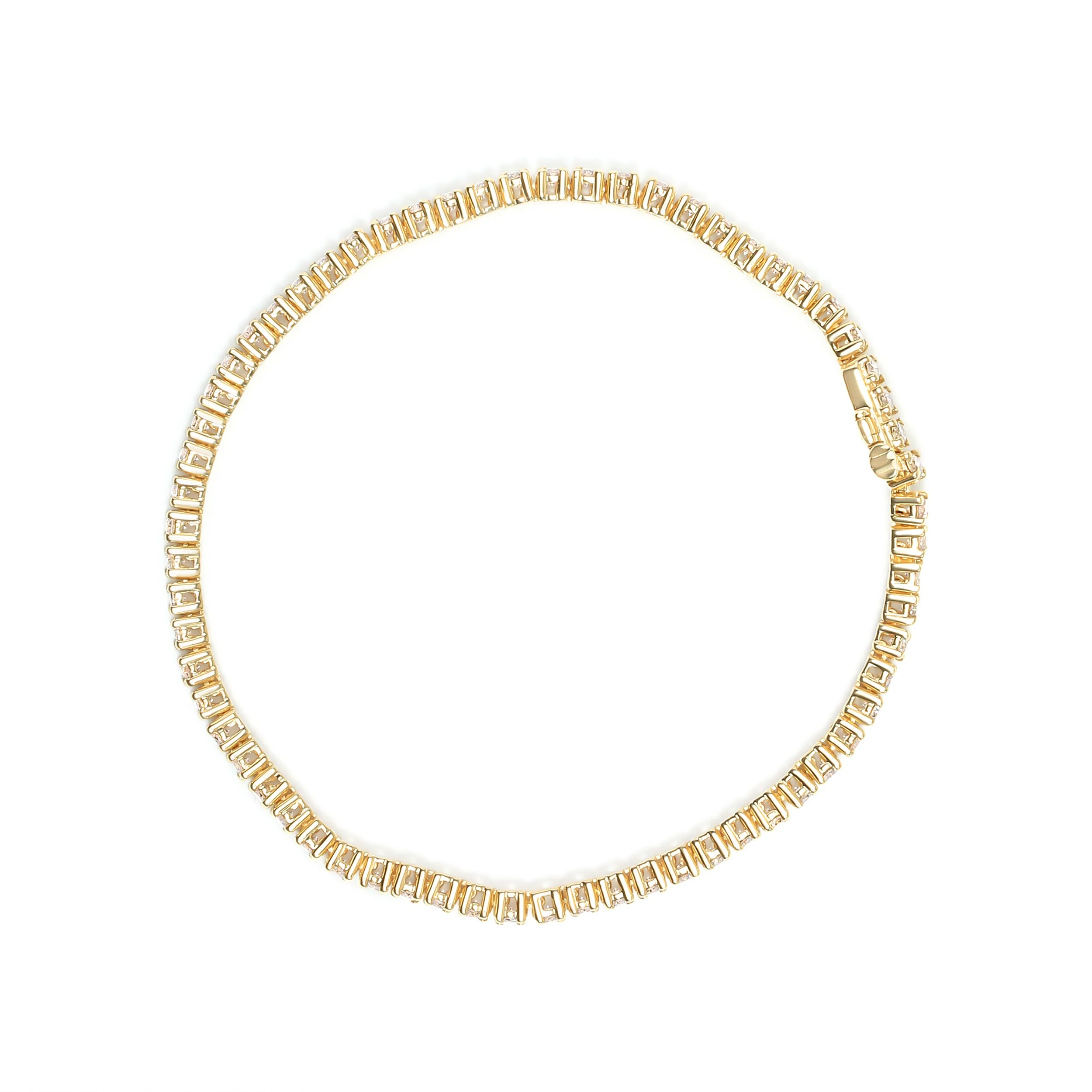 14K Yellow Gold 6.0 Cttw Classic 4 Prong Set Round Brilliant Cut Diamond Tennis Bracelet (K-L Color, VS2-SI1 Clarity) - 7.25" - Image 3