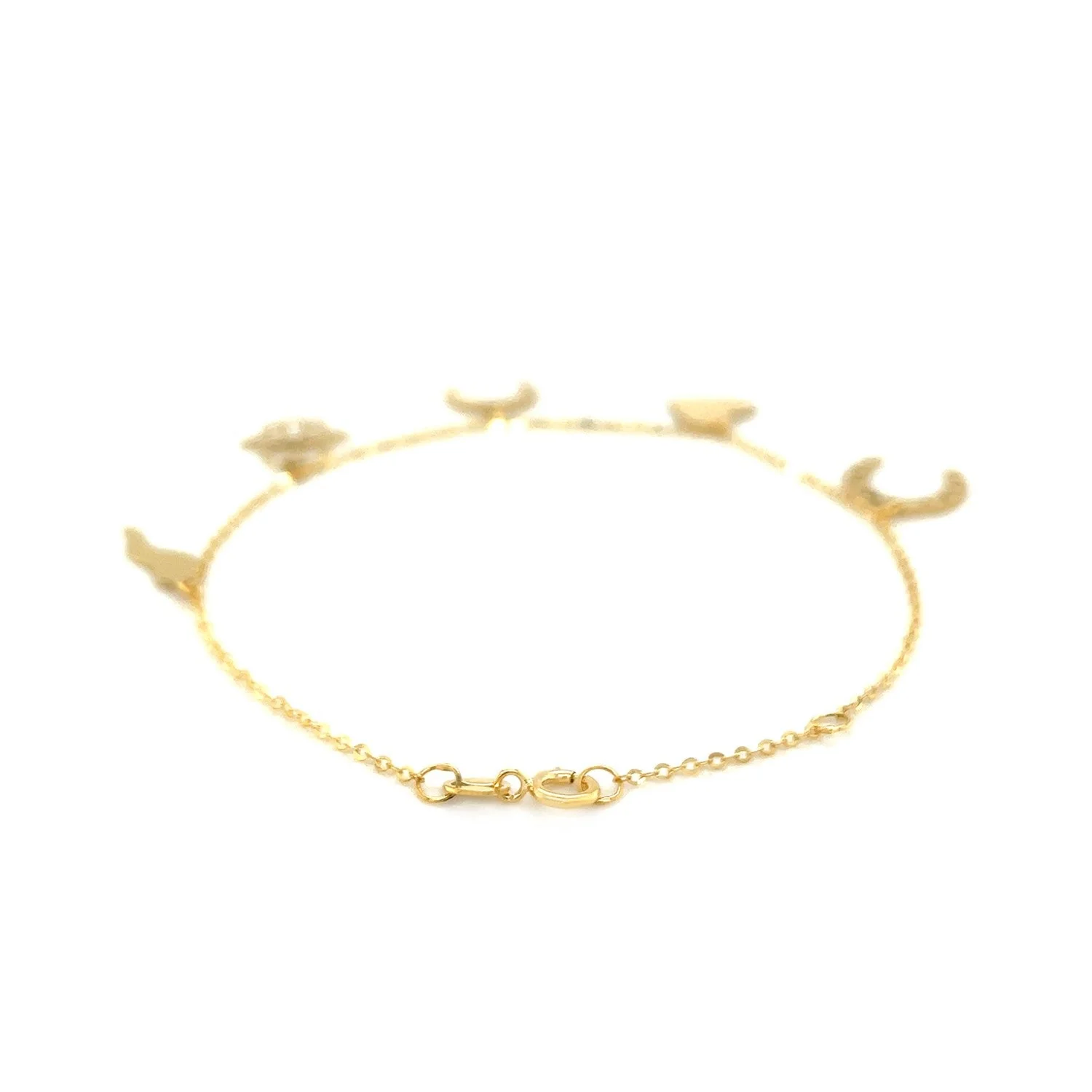 14k Yellow Gold 7 inch Bracelet with Polished Charms - Image 7