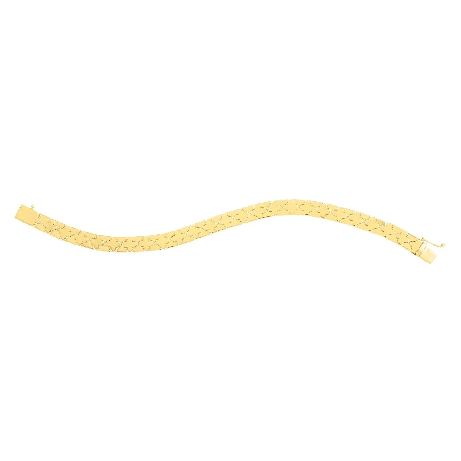 14k Yellow Gold 7 inch Clover Bracelet (6.50 mm) - Image 3