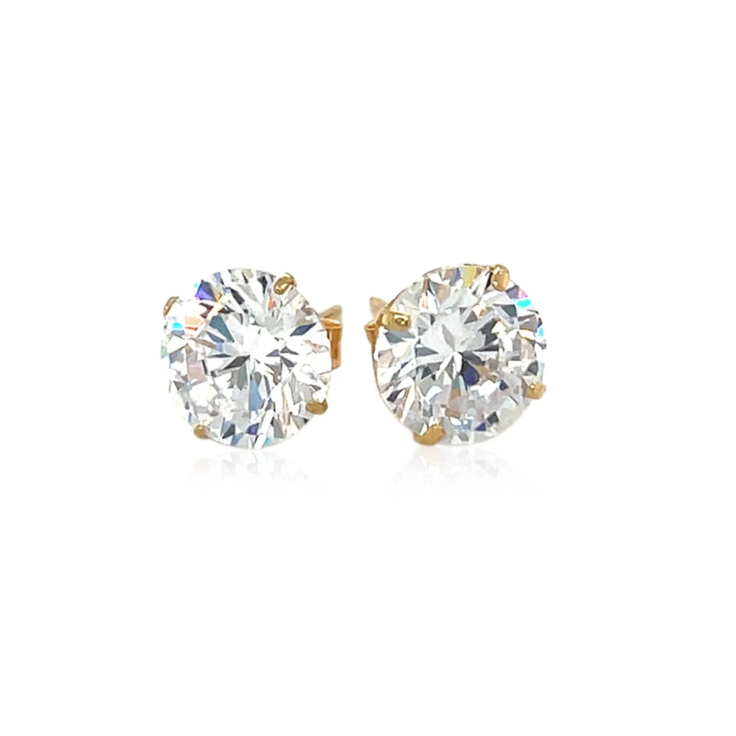 14k Yellow Gold 8.0mm Round CZ Stud Earrings - Image 6