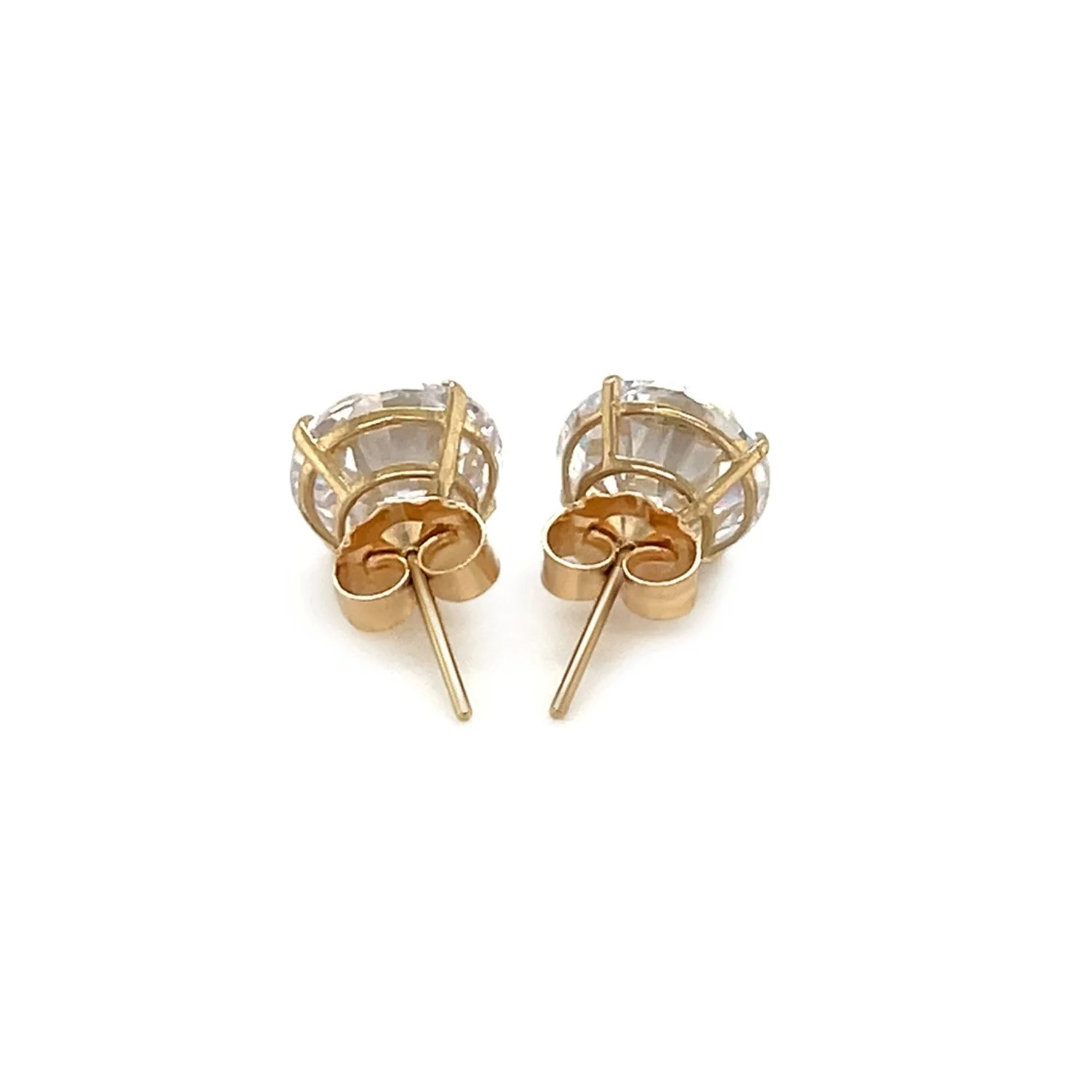 14k Yellow Gold 8.0mm Round CZ Stud Earrings - Image 7