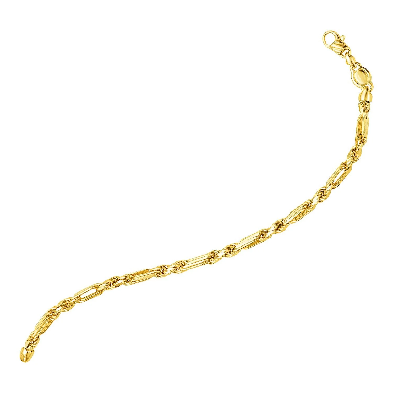 14k Yellow Gold 8 1/2 inch Figaro Chain Bracelet - Image 2