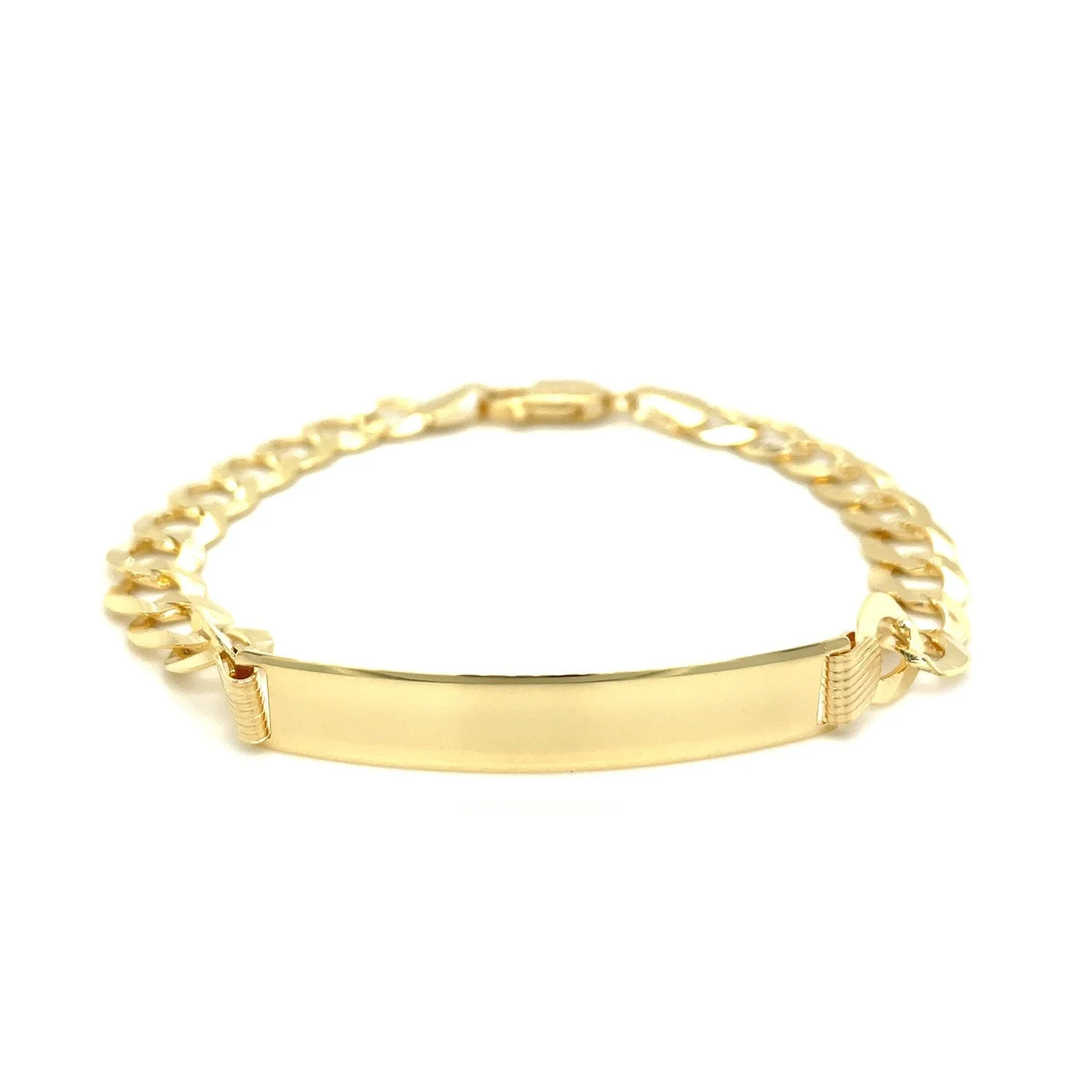 14k Yellow Gold 8 1/2 inch Mens Curb Chain ID Bracelet - Image 6