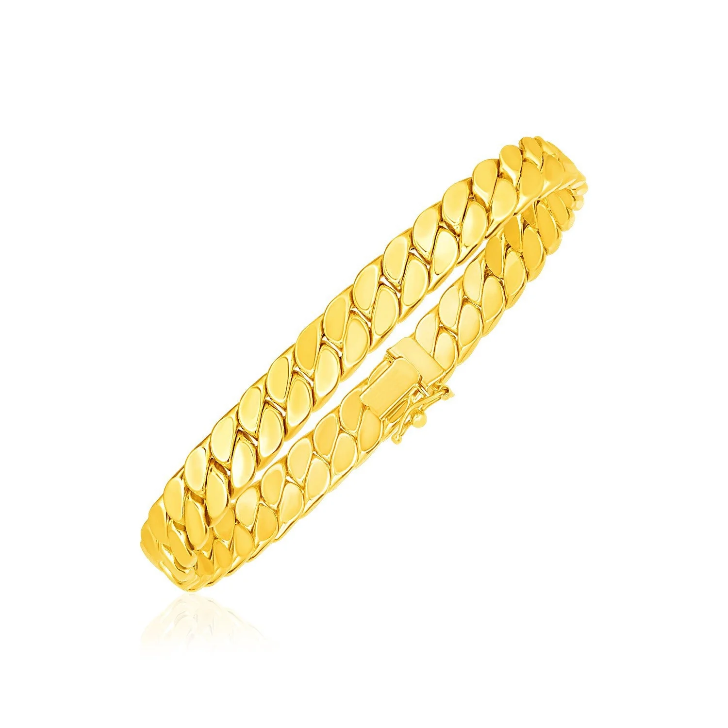 14k Yellow Gold 8 inch Mens Curb Chain Bracelet - Image 2