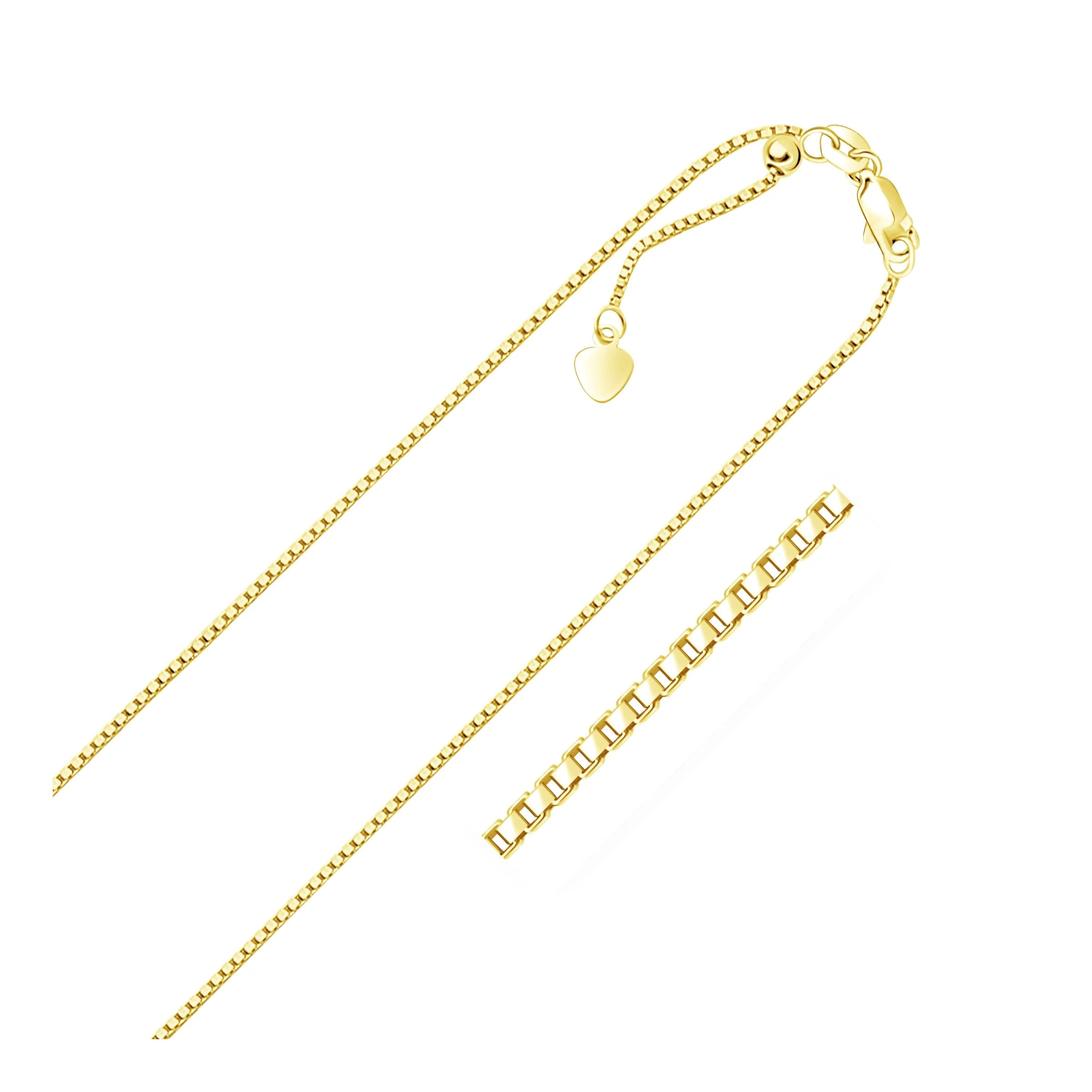 14k Yellow Gold Adjustable Box Chain (1.10 mm) - Image 6