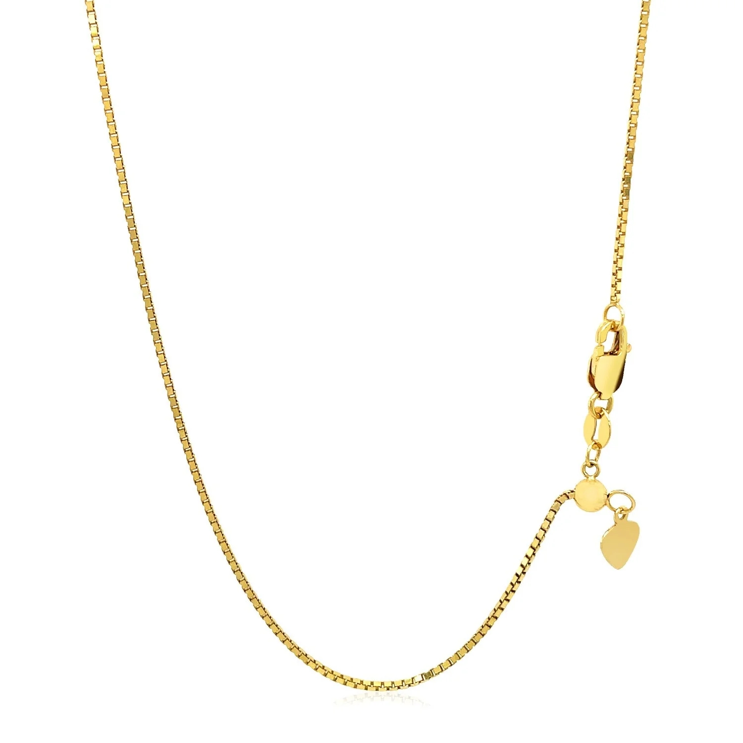 14k Yellow Gold Adjustable Box Chain (1.10 mm) - Image 9