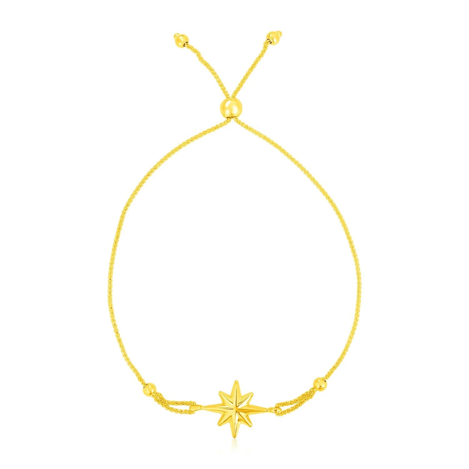 14k Yellow Gold Adjustable Bracelet with Star - Image 2