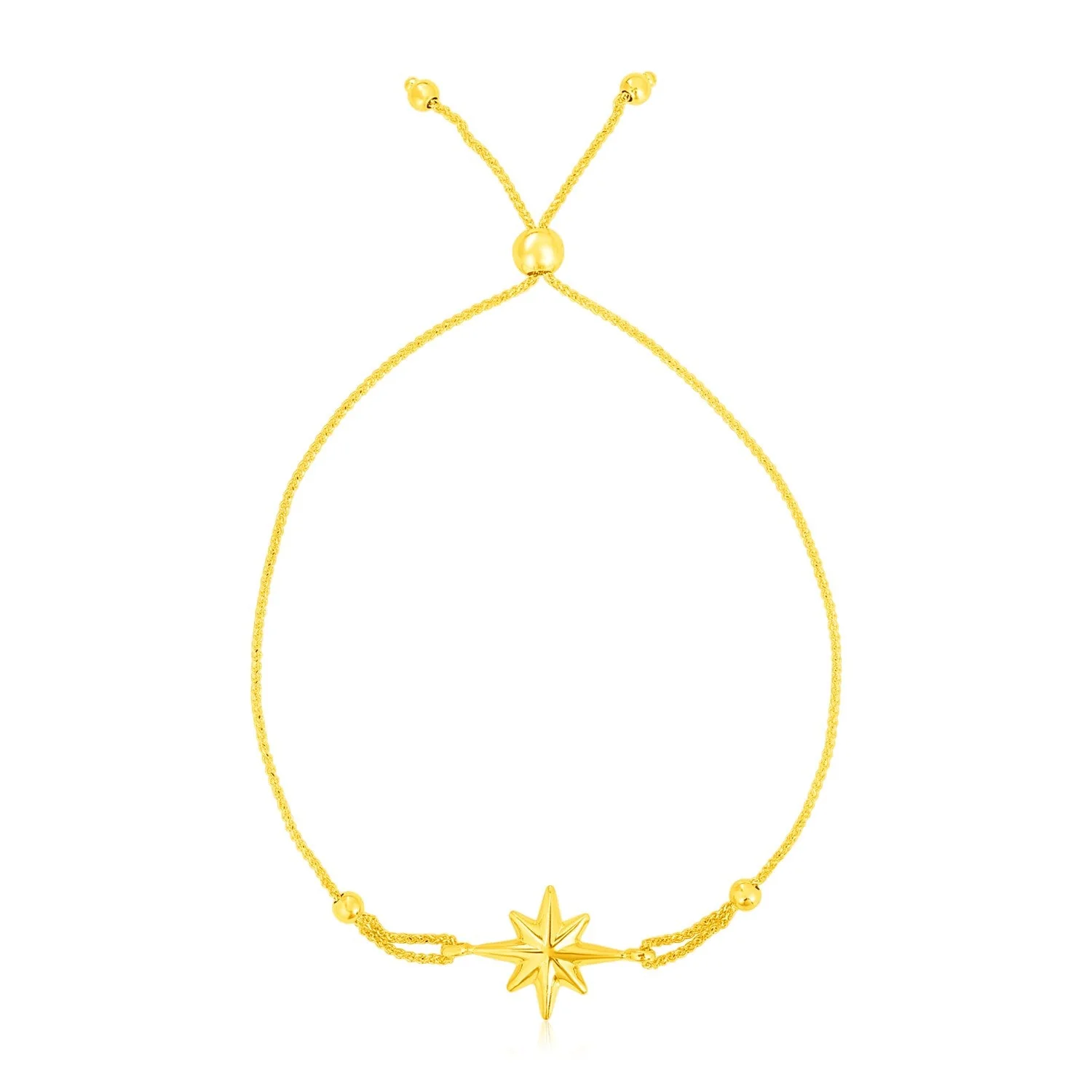 14k Yellow Gold Adjustable Bracelet with Star - Image 3