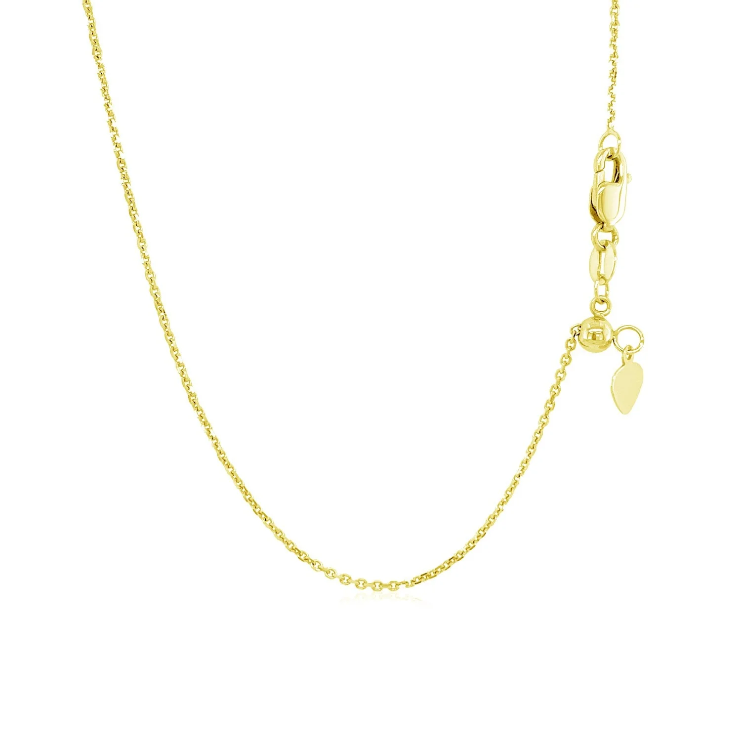 14k Yellow Gold Adjustable Cable Chain 0.9mm - Image 7