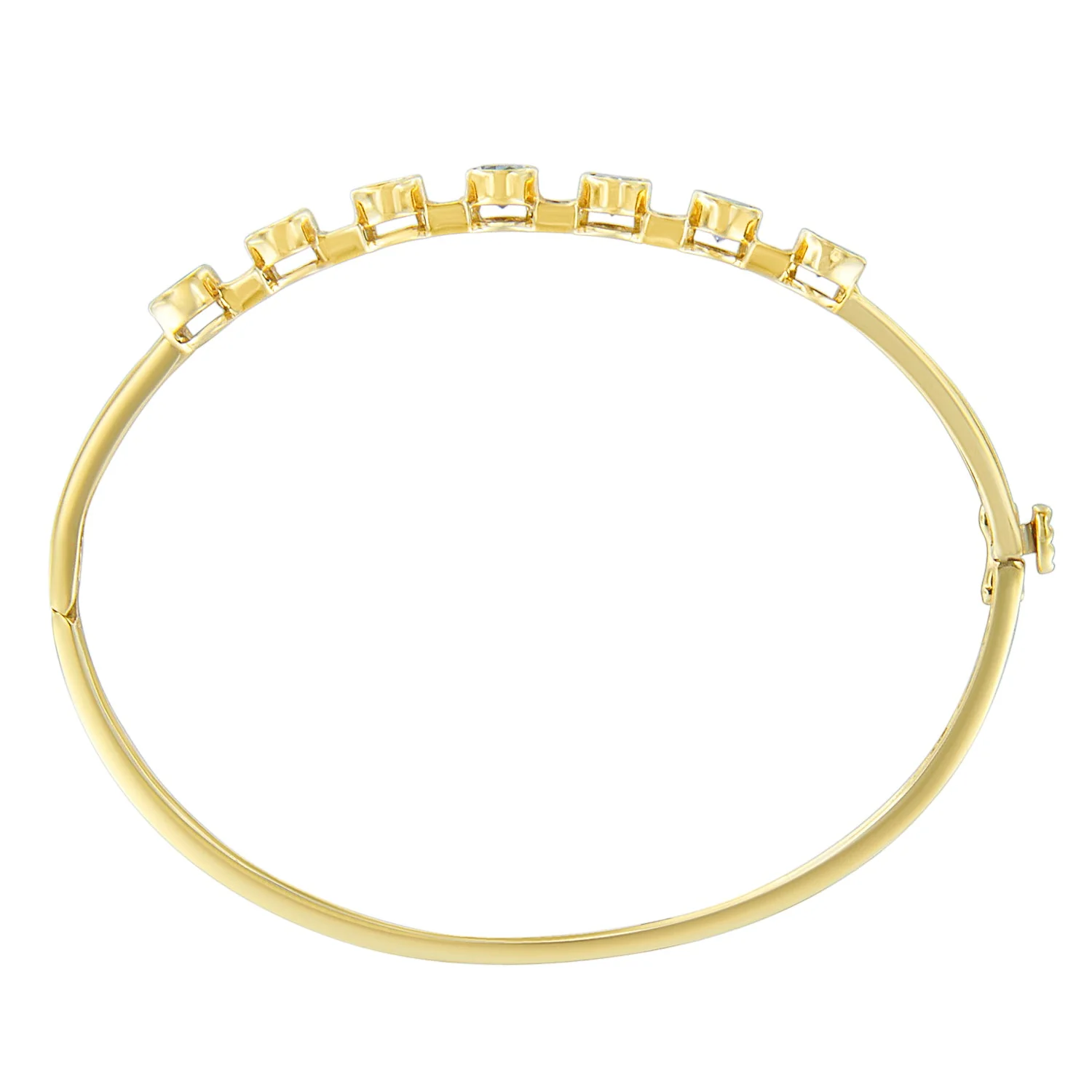 14K Yellow Gold Alternating Bezel Set 5MM Oval Shaped Tanzanite and 1/5 Cttw Diamond Bangle Bracelet (H-I Color, VS2-SI1 Clarity) - Fit's wrists up to 7.25" Inches - Image 2