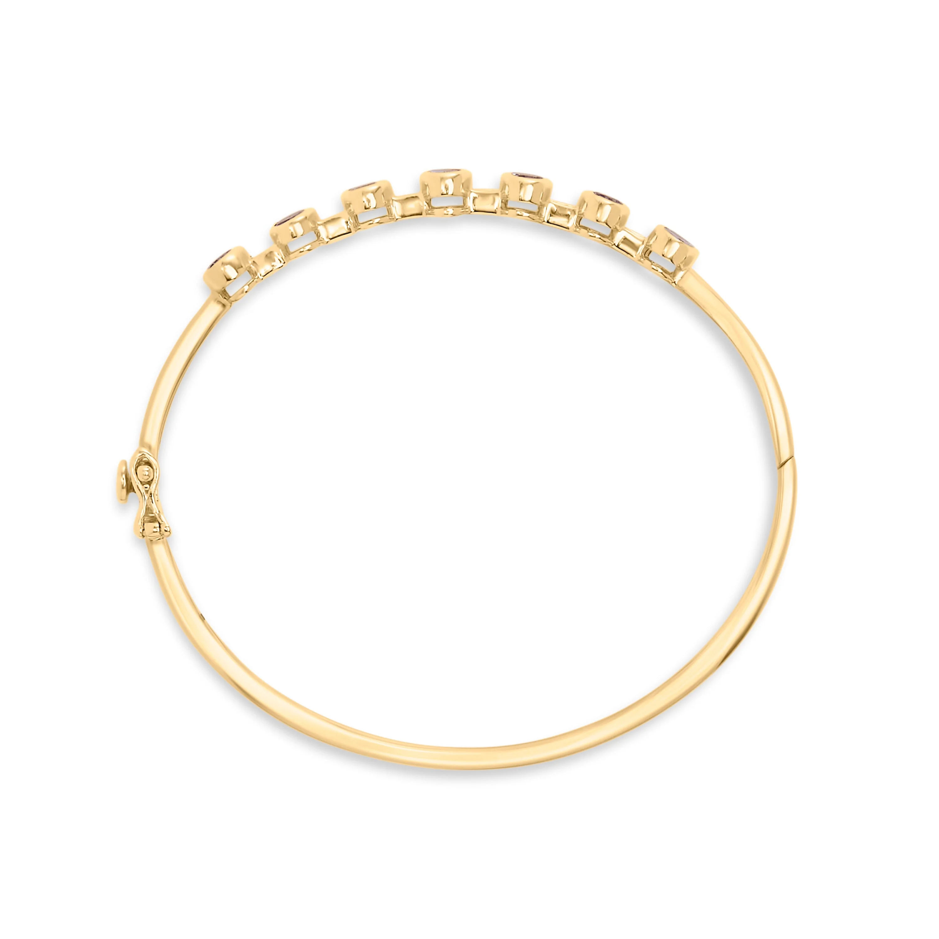 14K Yellow Gold Alternating Bezel Set 5MM Oval Shaped Tanzanite and 1/5 Cttw Diamond Bangle Bracelet (H-I Color, VS2-SI1 Clarity) - Fit's wrists up to 7.25" Inches - Image 6