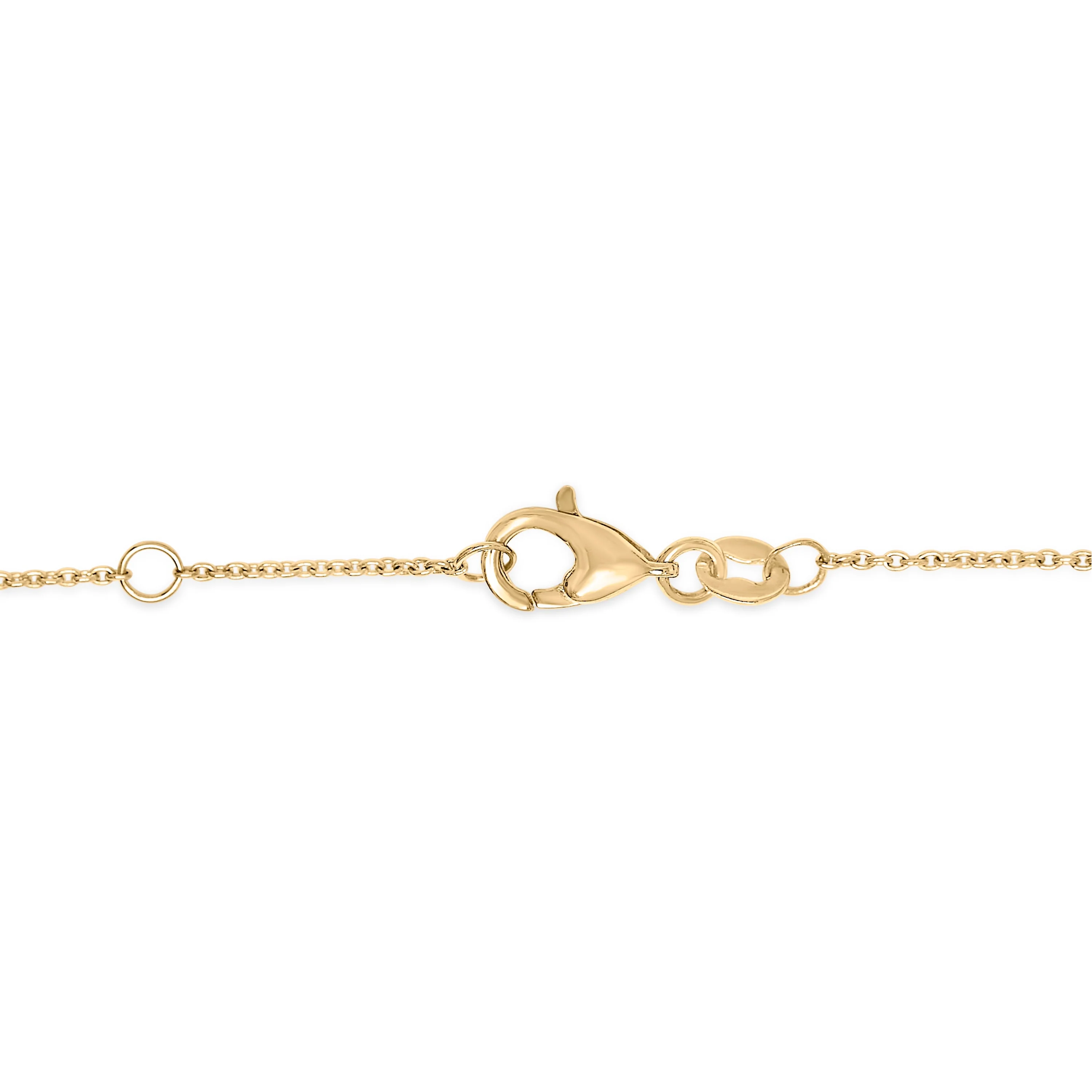 14K Yellow Gold Alternating Green Emerald and Diamond Bezel Station Chain Bracelet - Size 7.5 inch - Image 3
