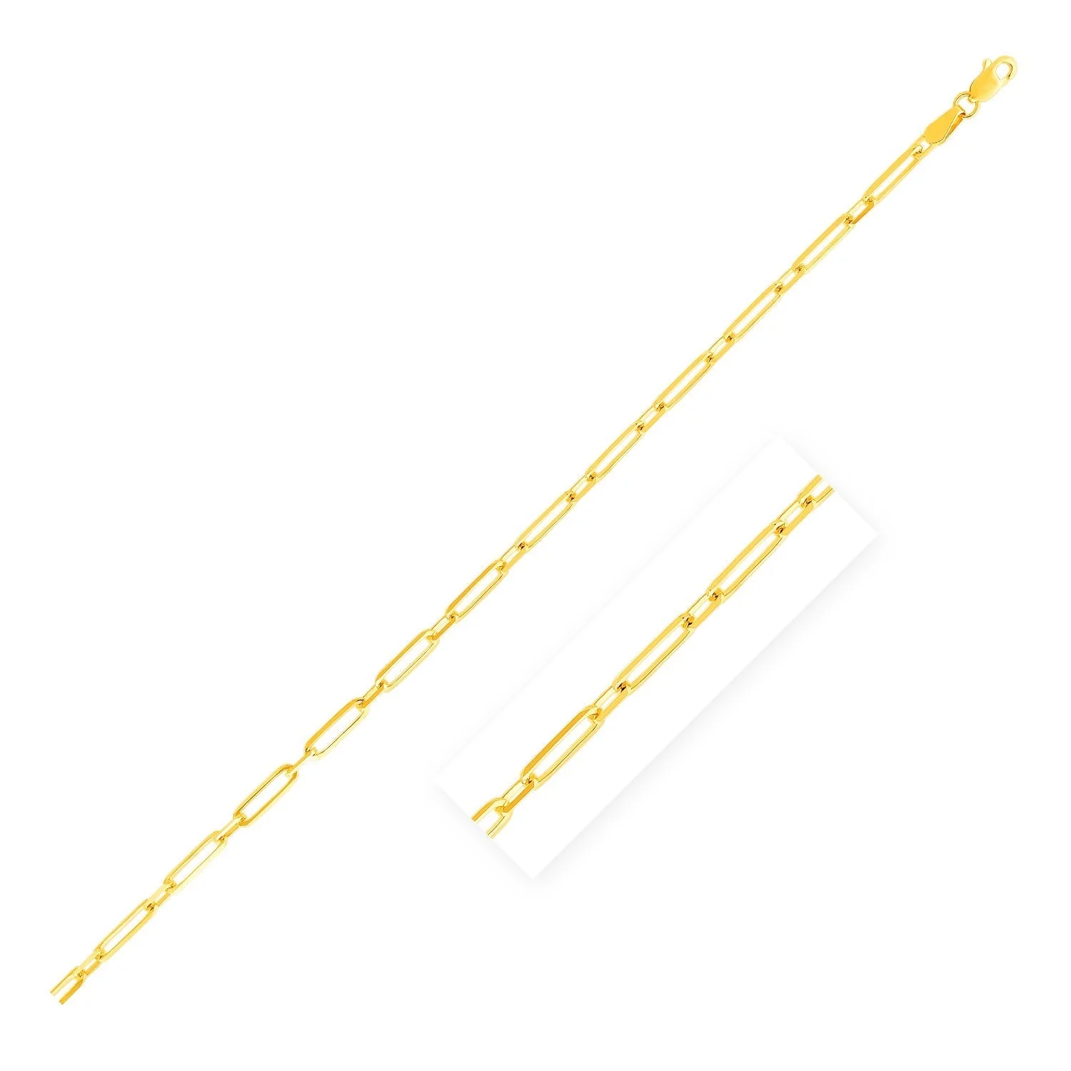 14k Yellow Gold Alternating Paperclip Anklet (2.8mm) - Image 2