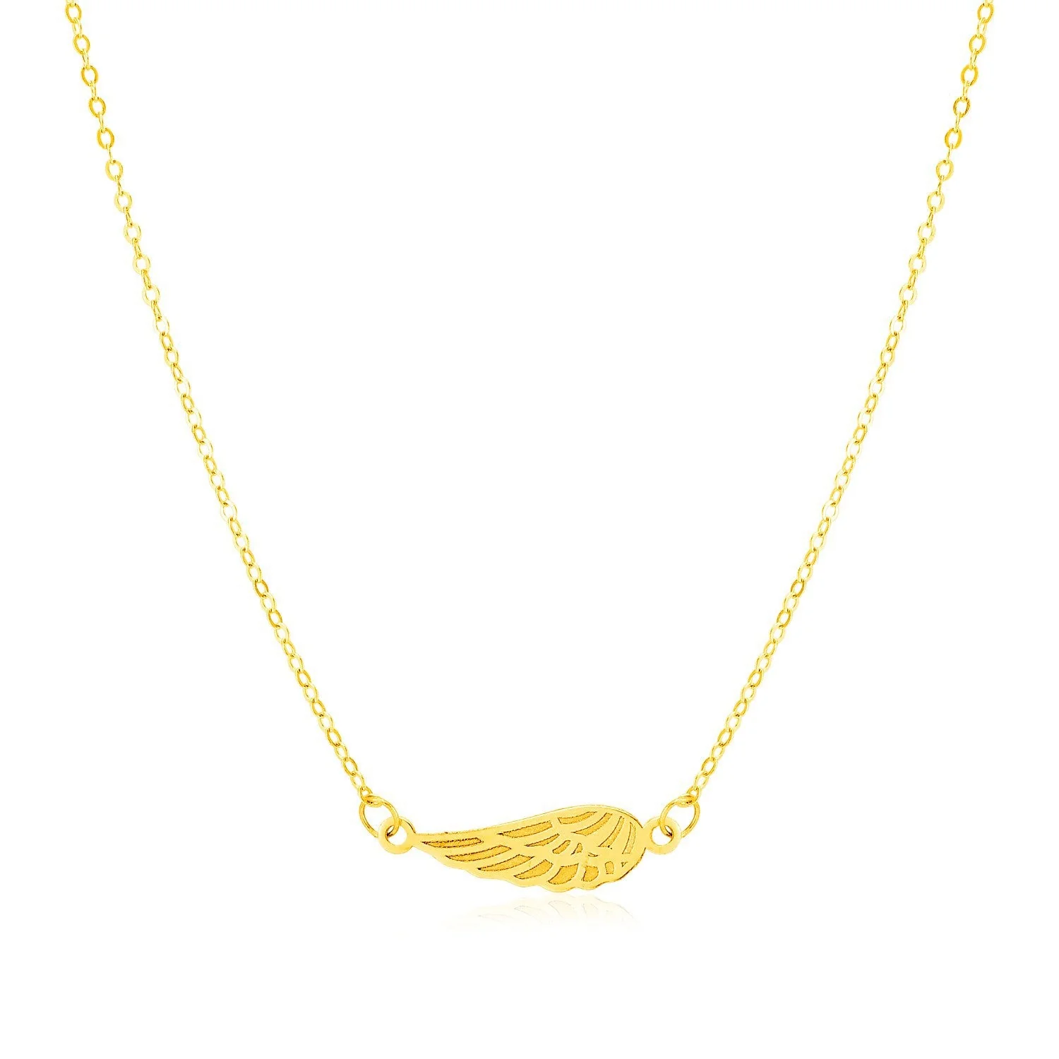14K Yellow Gold Angel Wing Necklace - Image 3