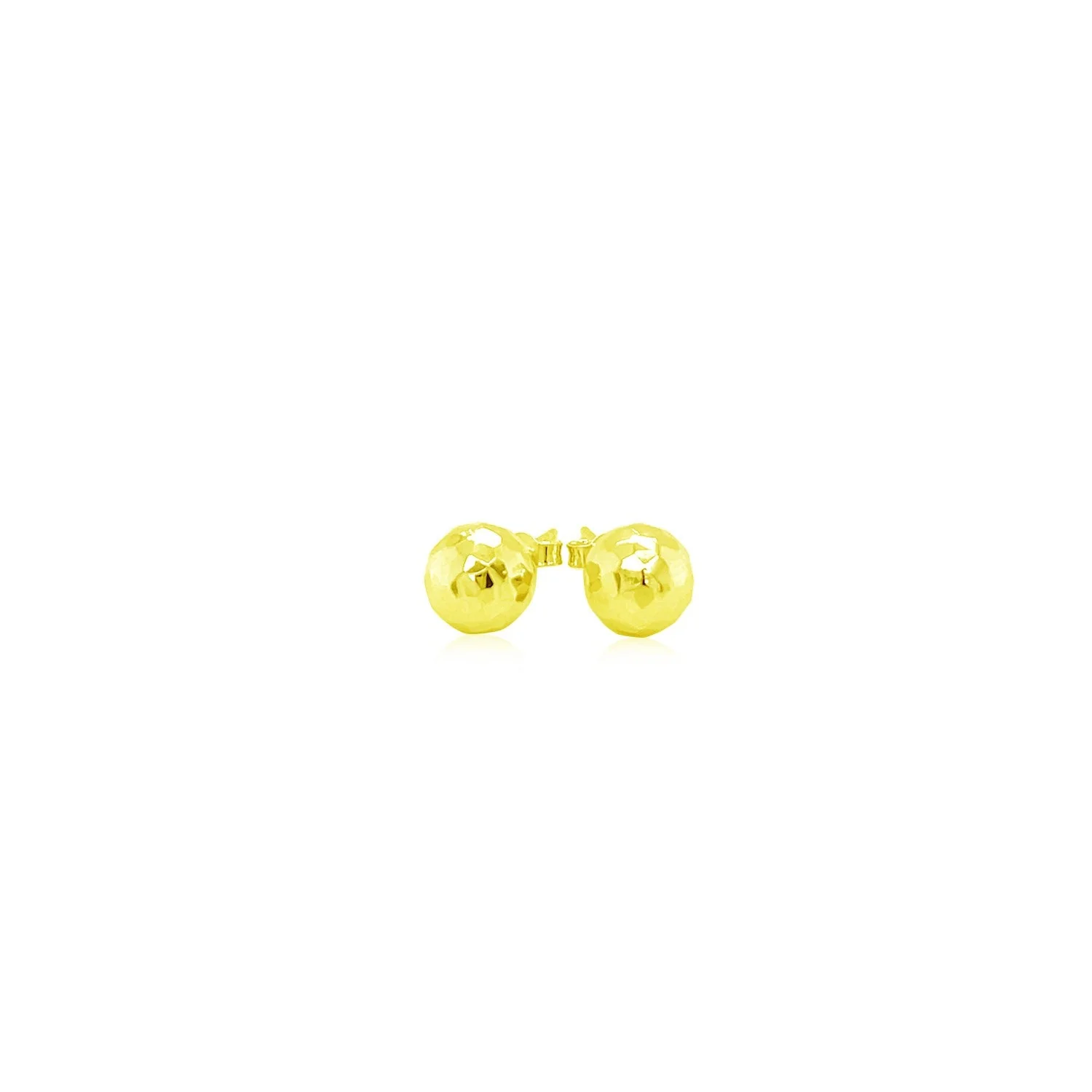 14k Yellow Gold Ball Earrings with Faceted Texture - Image 5