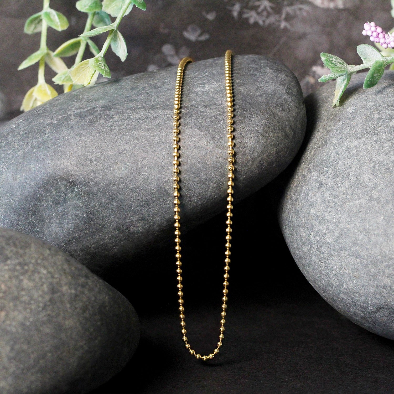 14k Yellow Gold Bead Chain 1.5mm - Image 10