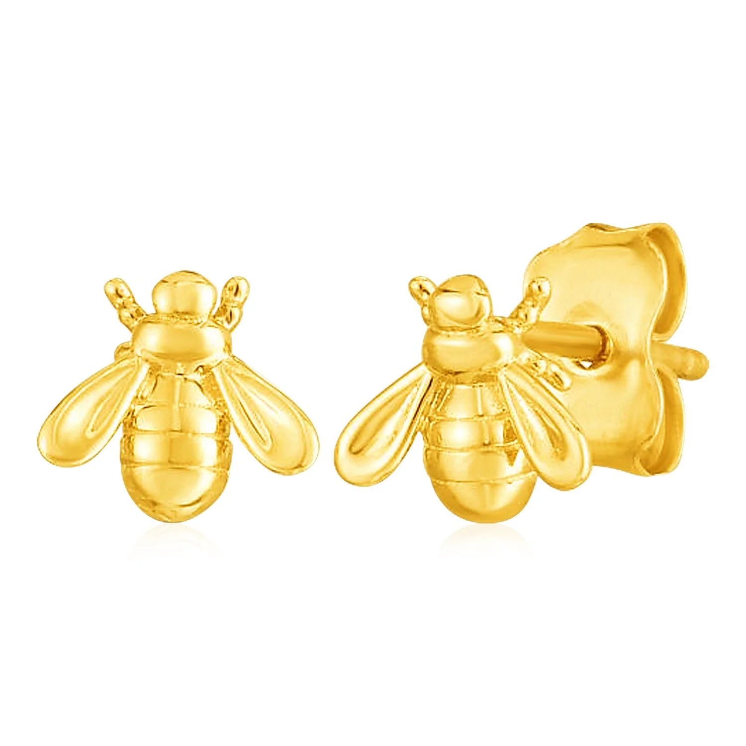 14k Yellow Gold Bee Stud Earrings - Image 2
