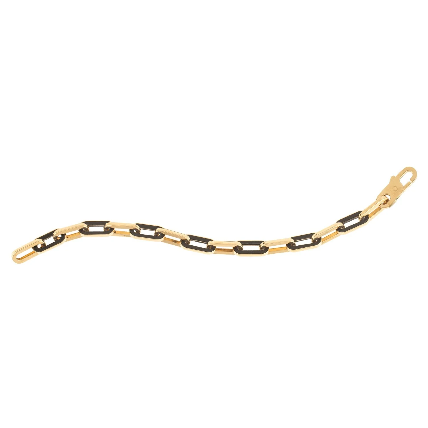 14k Yellow Gold Black Onyx Paperclip Gem Link Bracelet (7.00 mm) - Image 6