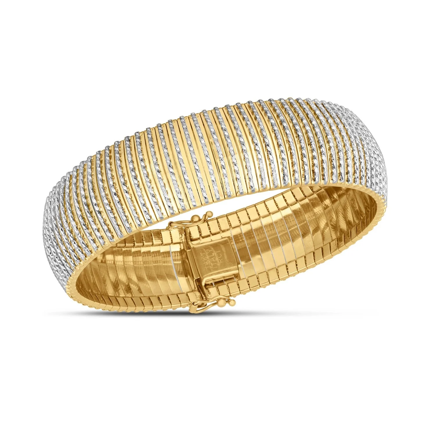 14k Yellow Gold Bold Diamante Flex Bracelet (17.10 mm) - Image 4