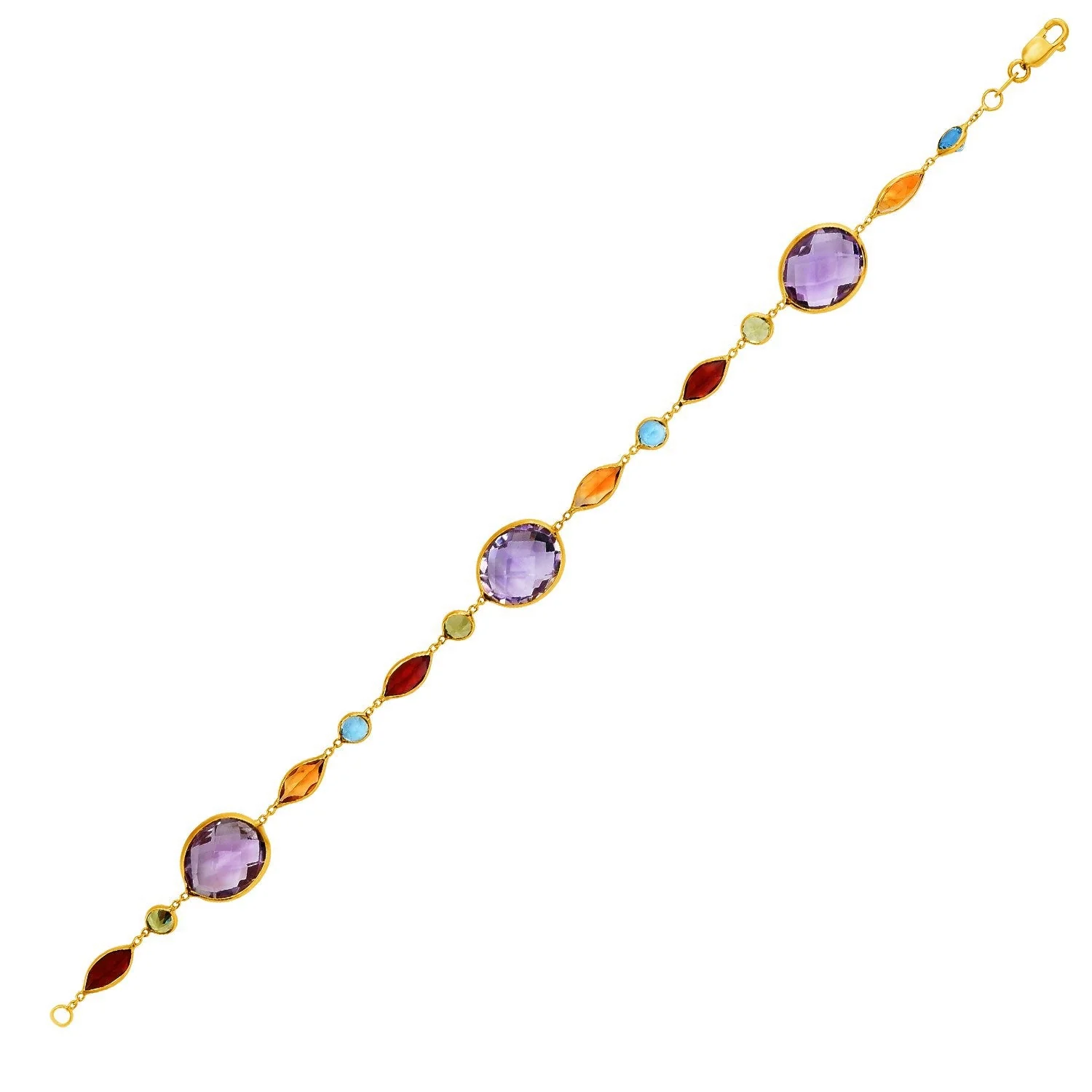 14k Yellow Gold Bracelet with Multi-Colored Stones - Image 2