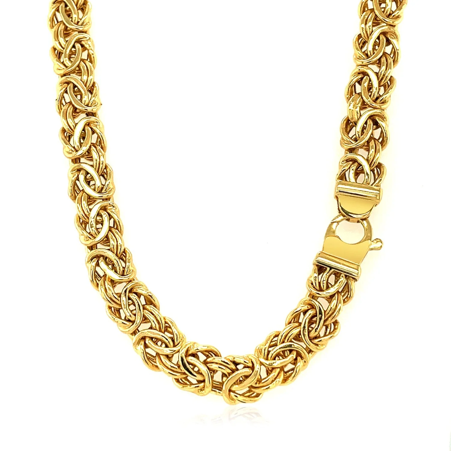 14k Yellow Gold Byzantine Motif Chain Necklace - Image 8