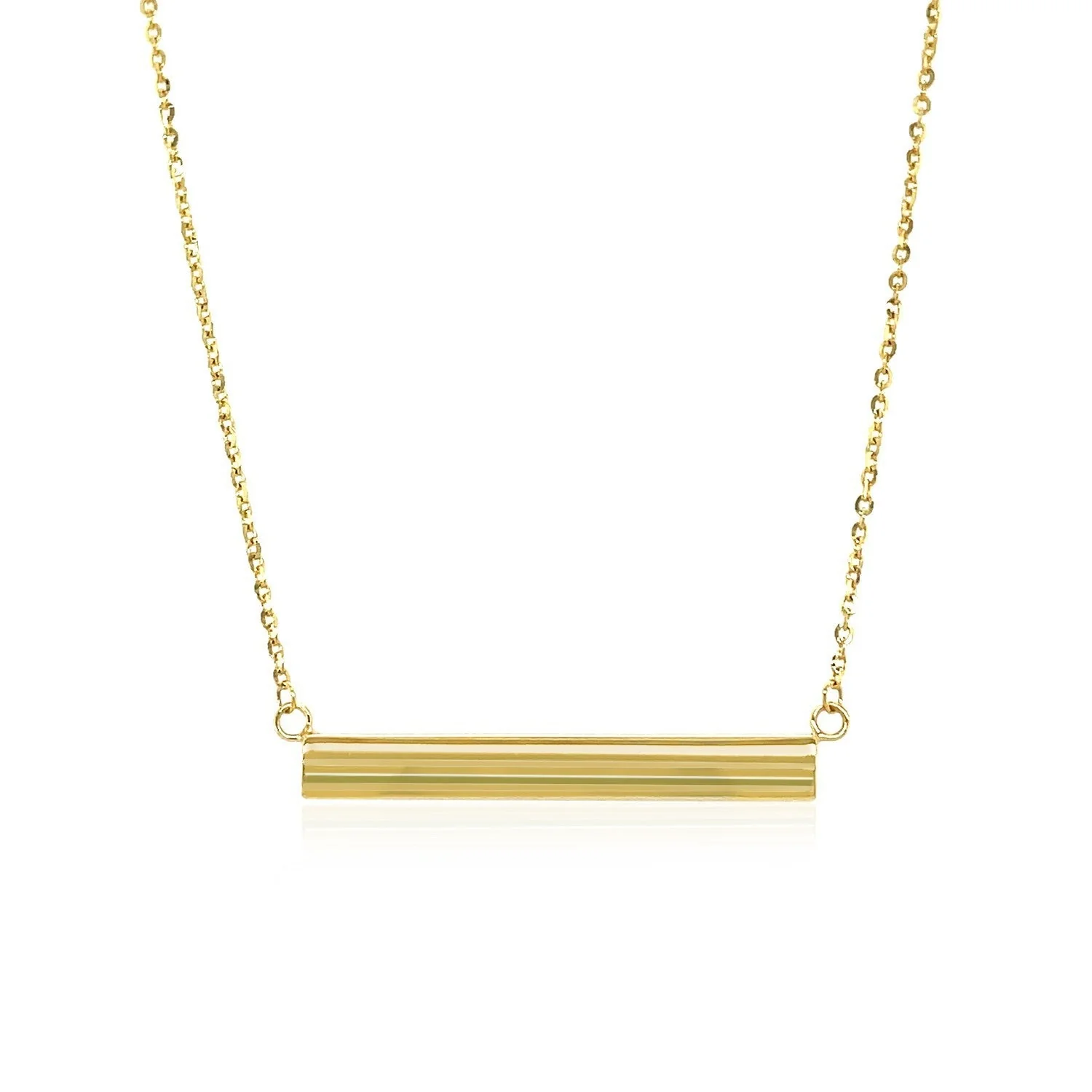 14k Yellow Gold Chain Necklace with a Shiny Flat Bar - Image 3