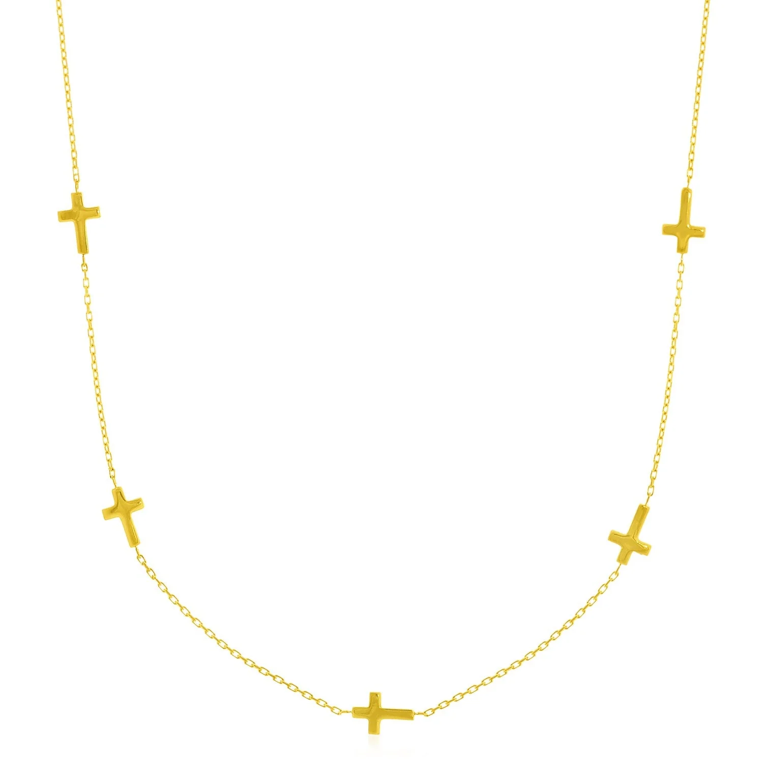 14k Yellow Gold Chain Necklace with Cross Stations - Image 6