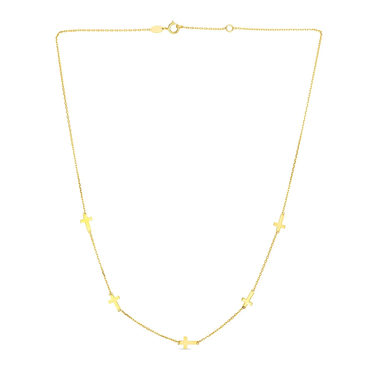 14k Yellow Gold Chain Necklace with Cross Stations - Image 7