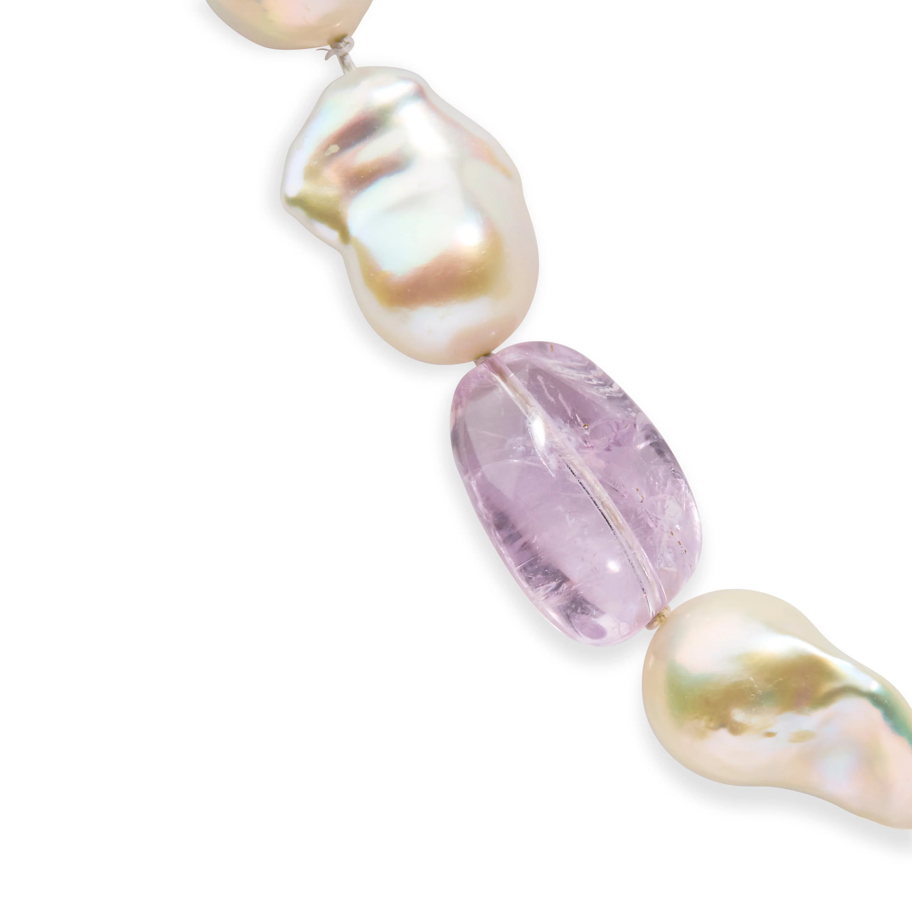 14K Yellow Gold Citrine, Amethyst, and Baroque Pearl Strand Necklace - 18" Inches - Image 5