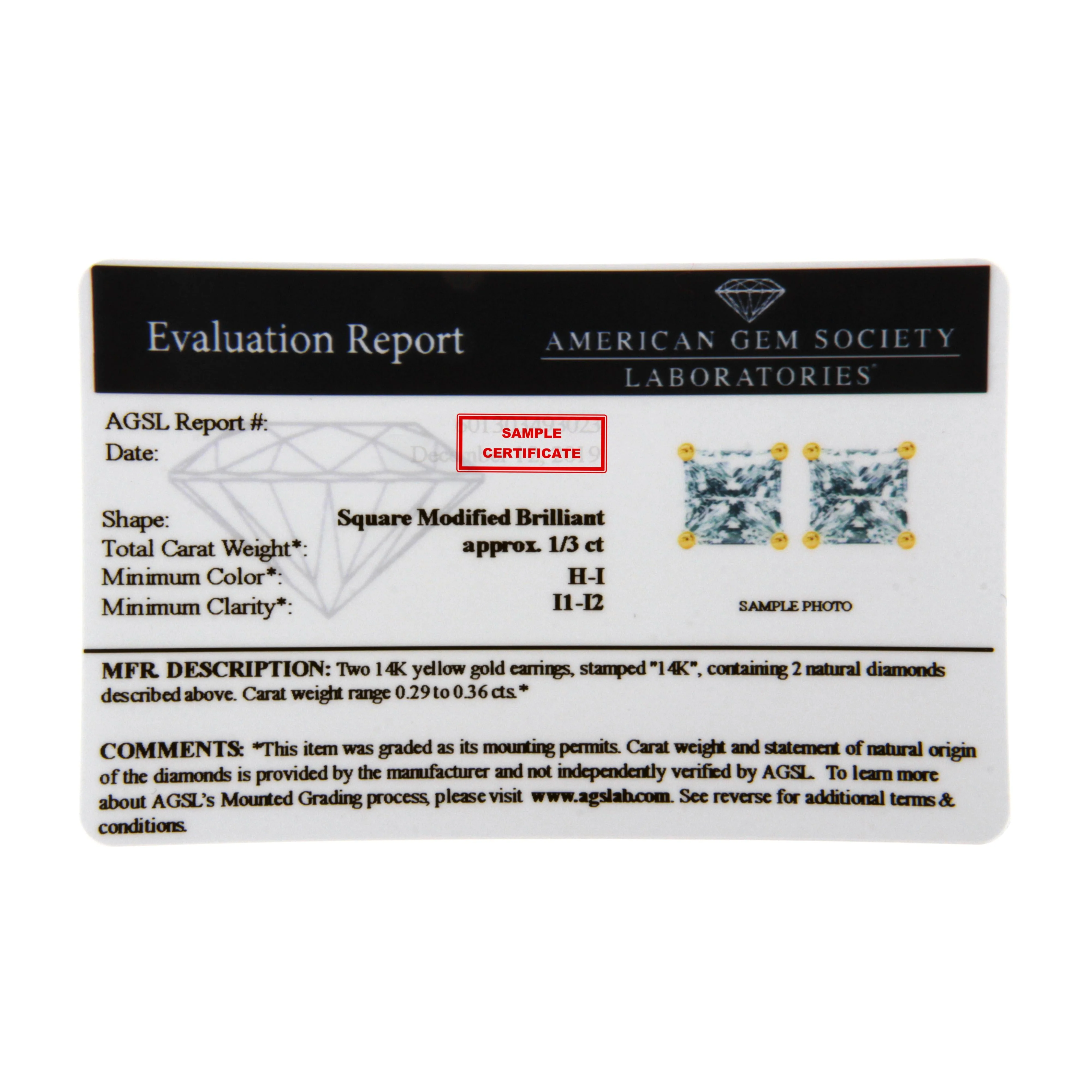 14K Yellow Gold Clarity Enhanced Princess Cut Diamond Certified Stud Earrings (0.50 cttw, H-I Color, I1-I2 Clarity) - Image 5