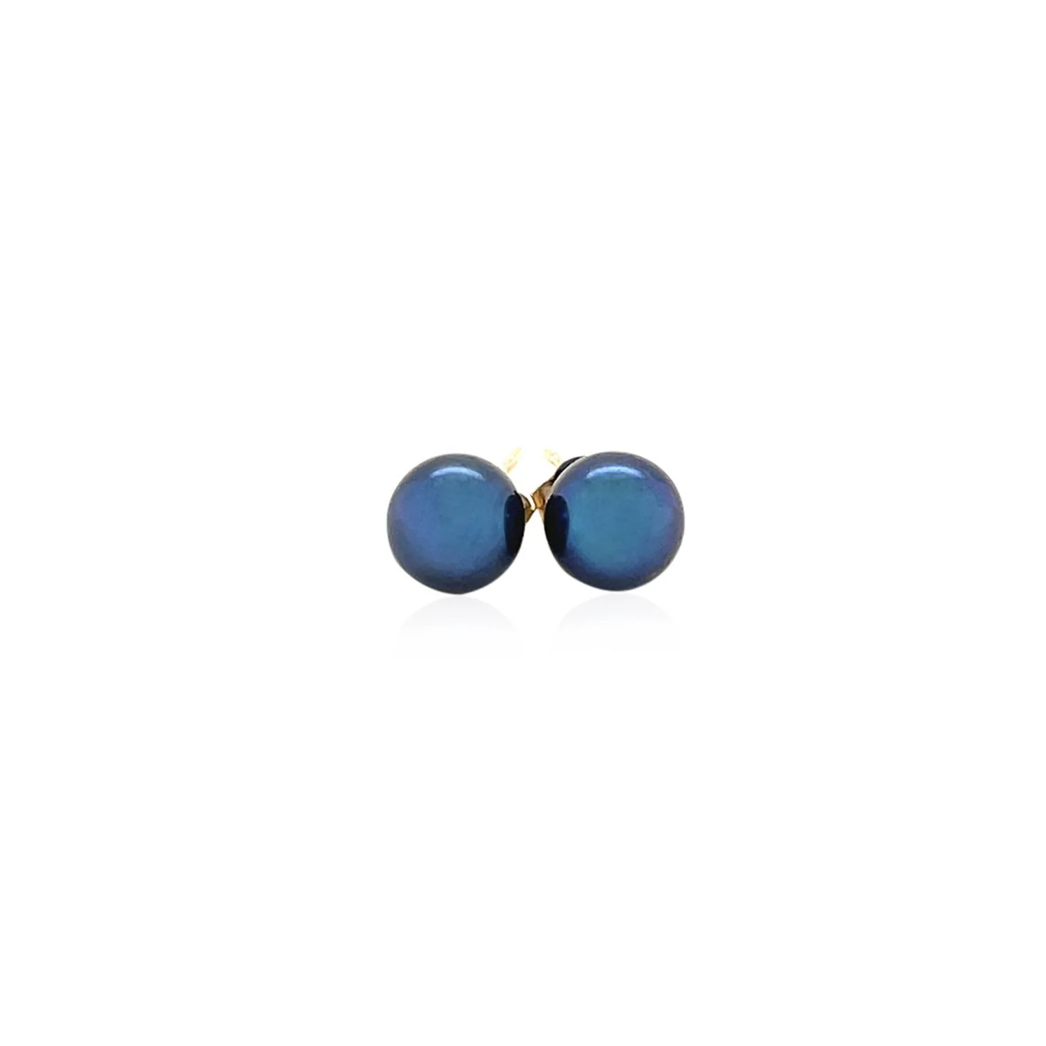 14k Yellow Gold Cultured Black Pearl Stud Earrings (6.0 mm) - Image 2