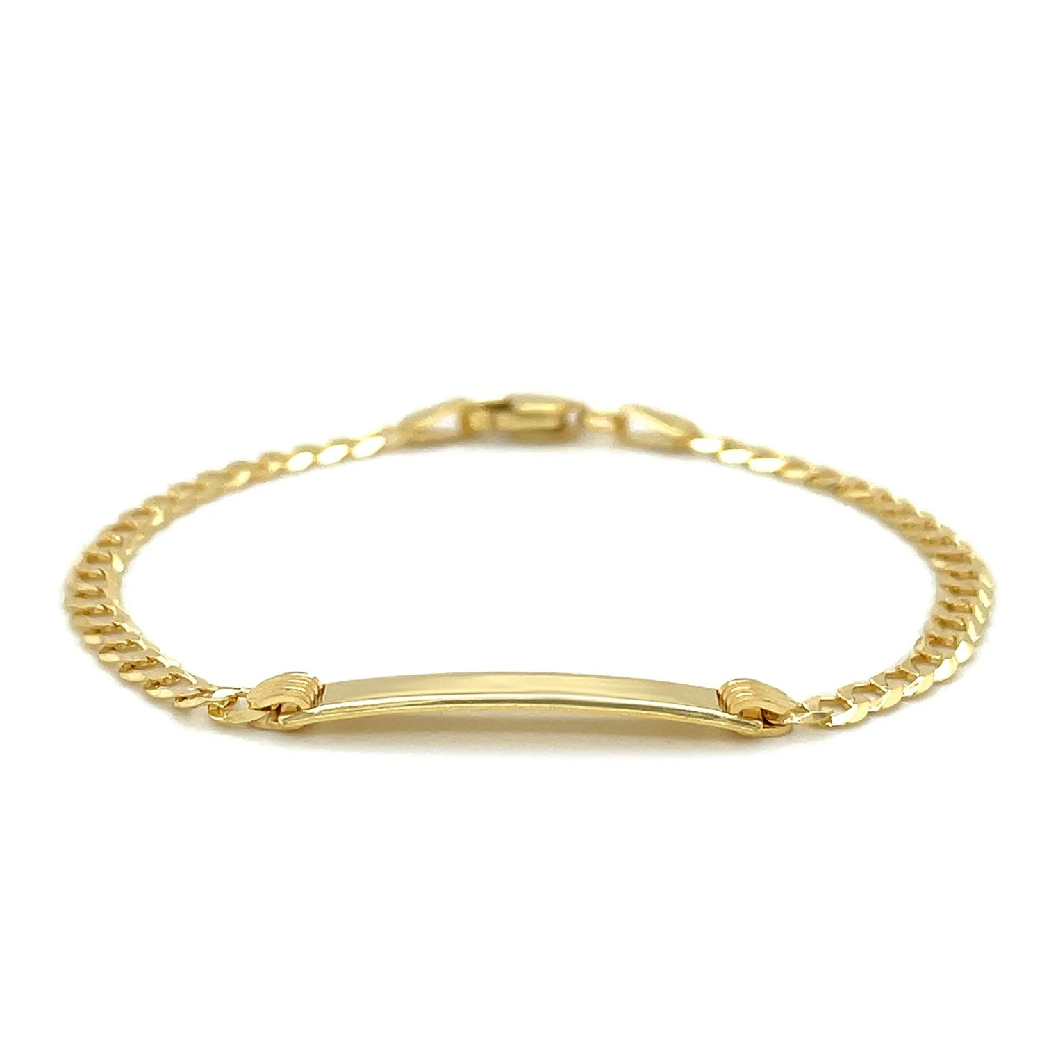 14k Yellow Gold Curb Link Style Children's ID Bracelet - Image 6