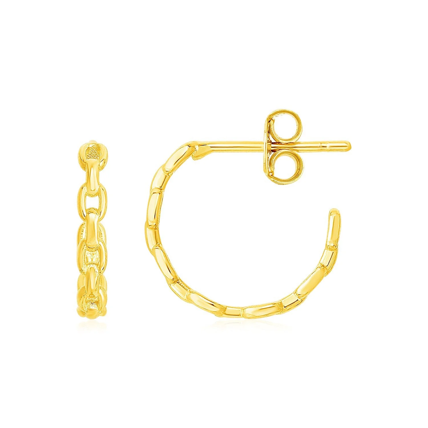 14k Yellow Gold Delicate Chain Hoop Earrings - Image 2
