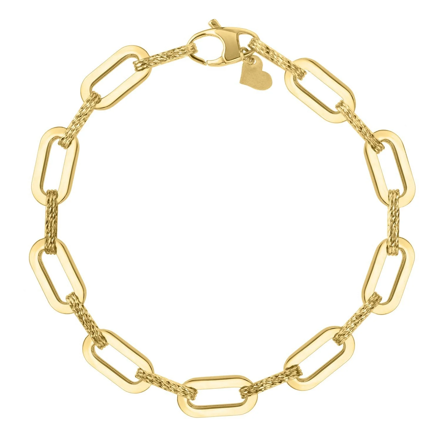 14k Yellow Gold Diamante Paperclip Chain Bracelet (7.00 mm) - Image 2