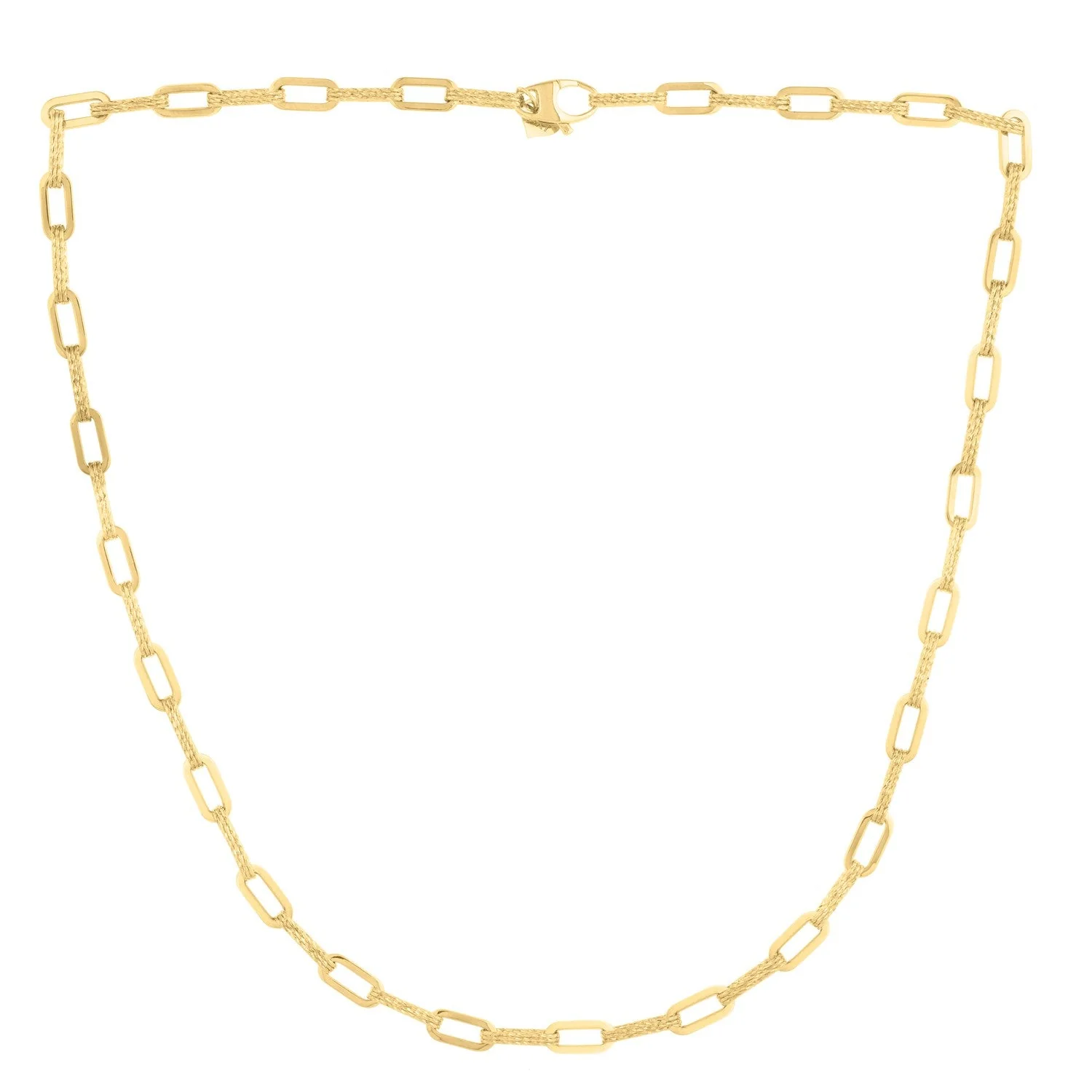 14k Yellow Gold Diamante Paperclip Chain Necklace (4.00 mm) - Image 4