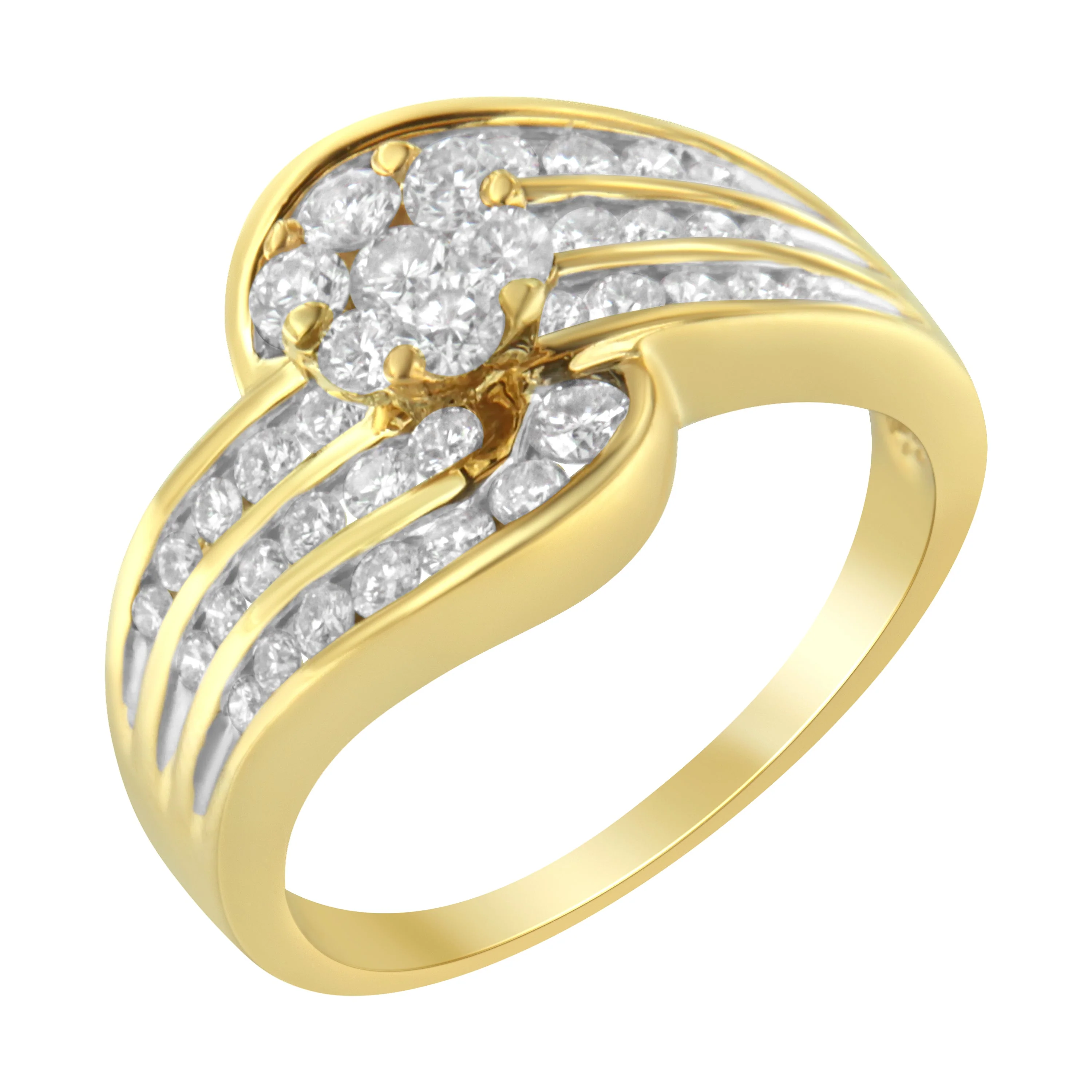 14K Yellow Gold Diamond Cocktail Bypass Ring (1 1/2 Cttw, H-I Color, SI2-I1 Clarity) - Size 7 - Image 2