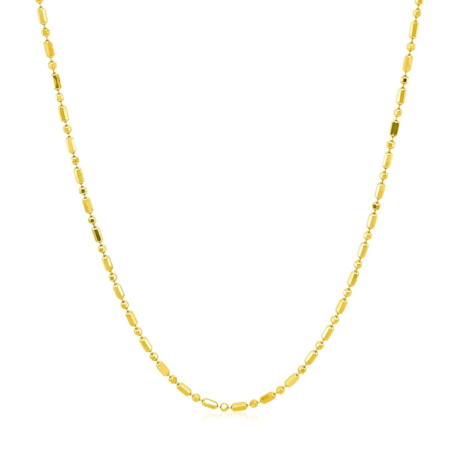 14k Yellow Gold Diamond-Cut Alternating Bead Chain 1.2mm - Image 2