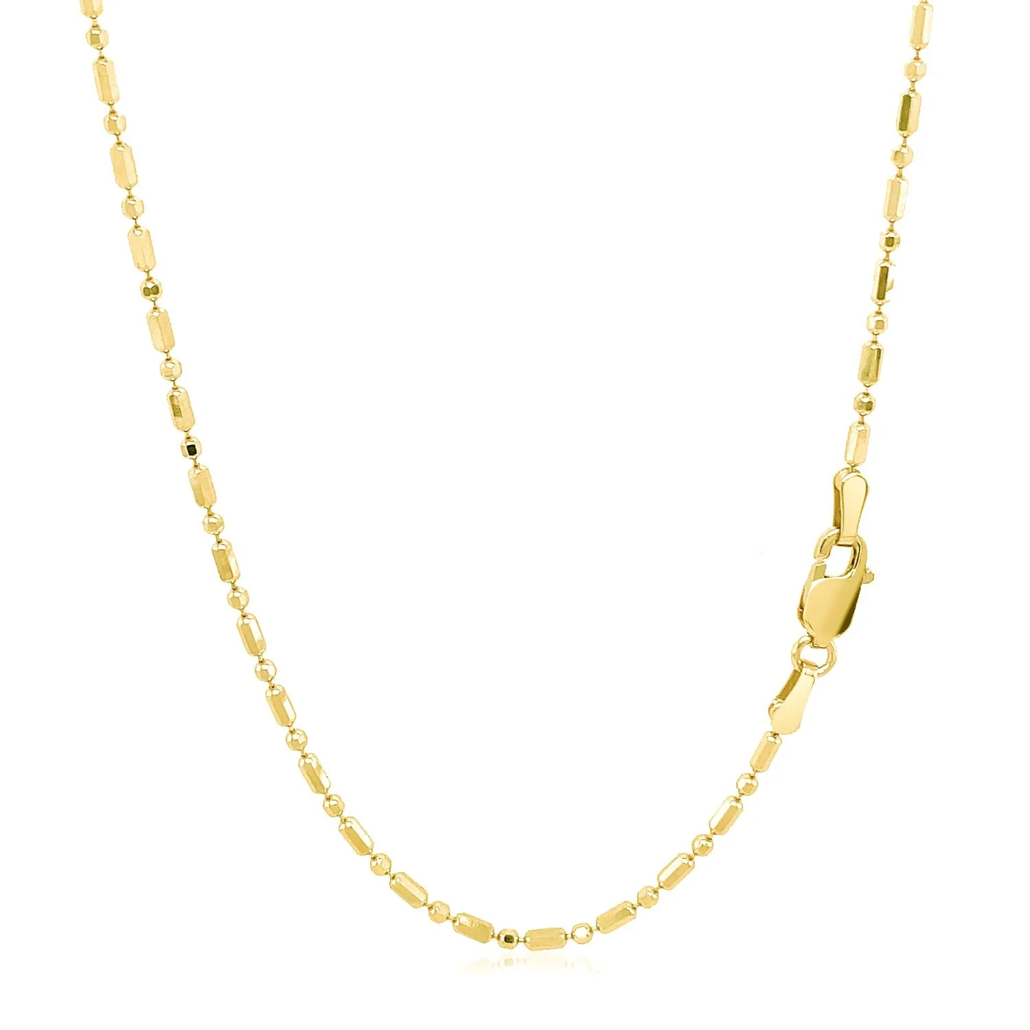 14k Yellow Gold Diamond-Cut Alternating Bead Chain 1.5mm - Image 10