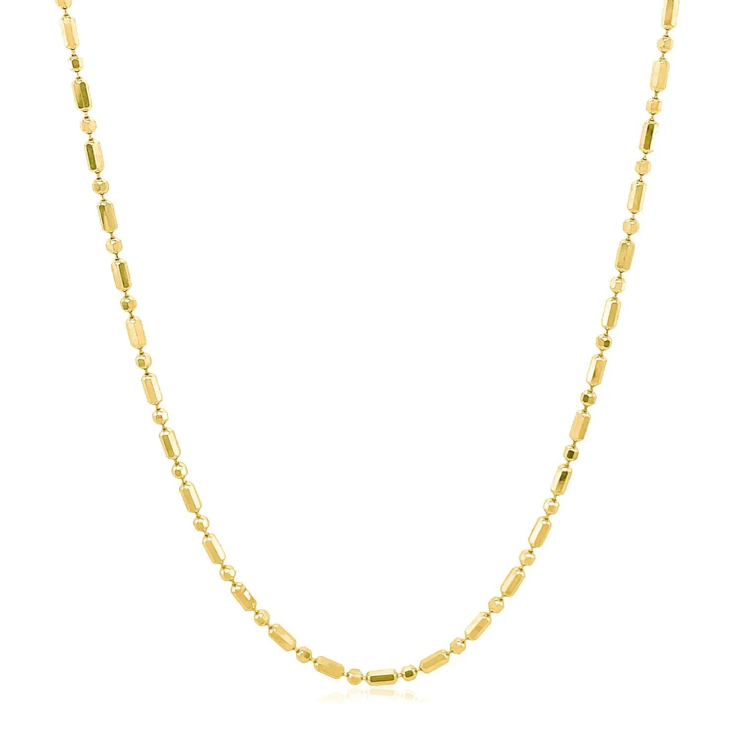 14k Yellow Gold Diamond-Cut Alternating Bead Chain 1.5mm - Image 2