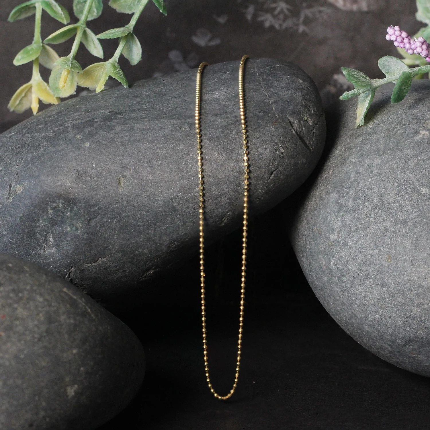 14k Yellow Gold Diamond-Cut Bead Chain 1.0mm - Image 3