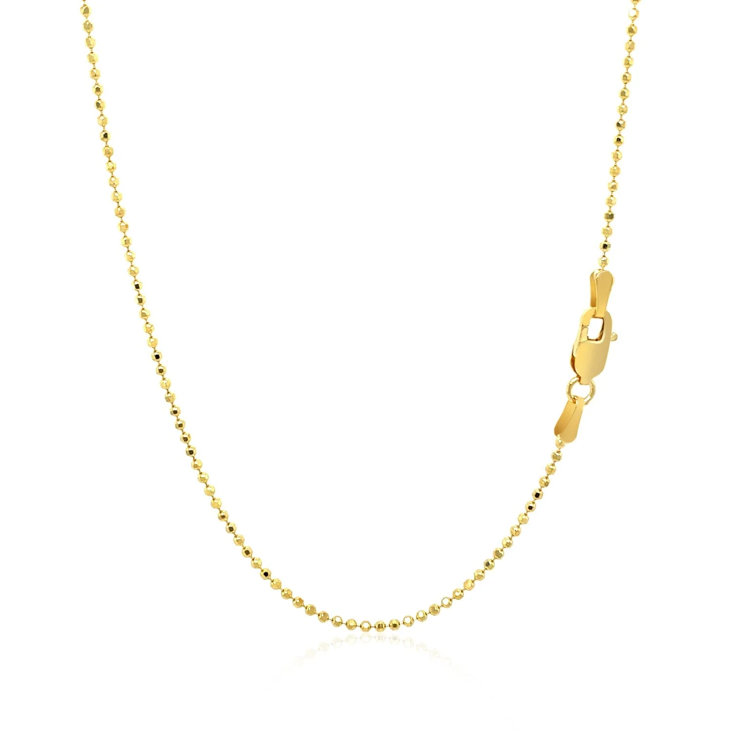 14k Yellow Gold Diamond-Cut Bead Chain 1.2mm - Image 10