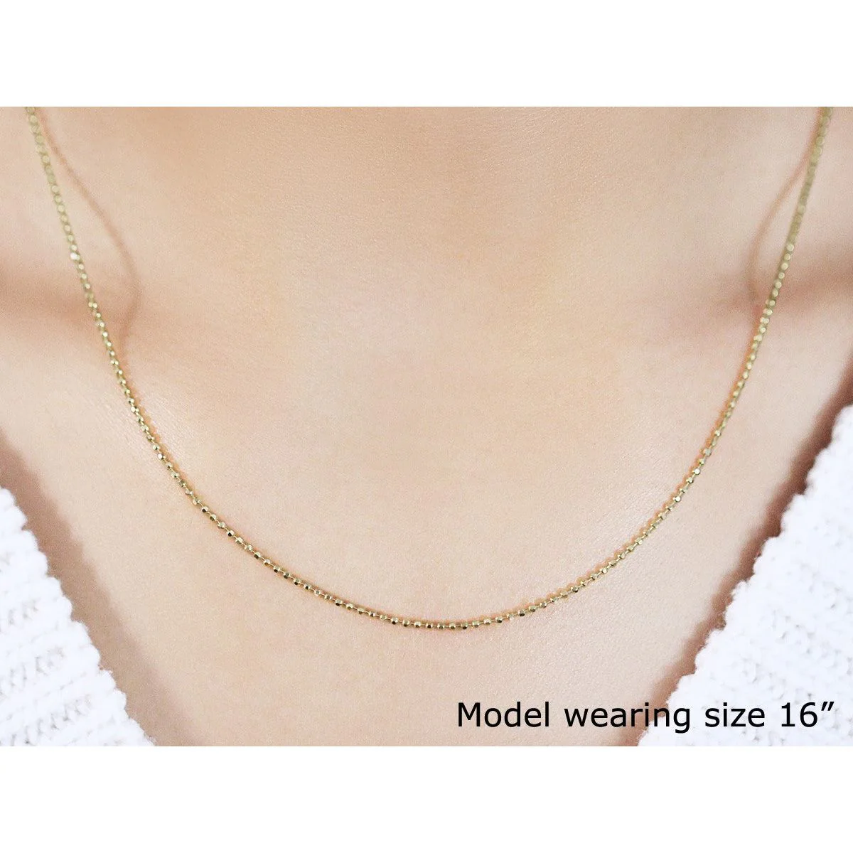 14k Yellow Gold Diamond-Cut Bead Chain 1.2mm - Image 11