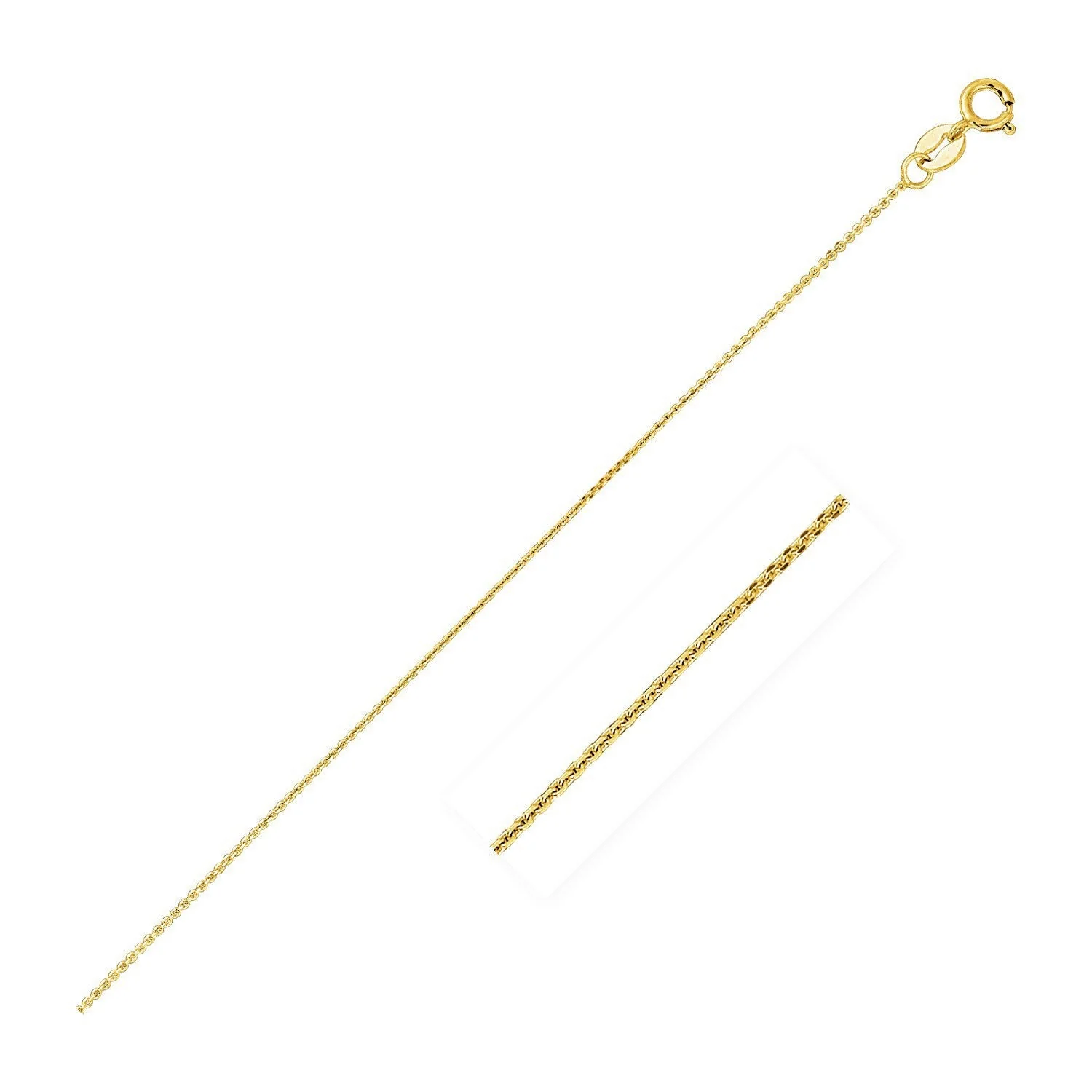 14k Yellow Gold Diamond Cut Cable Link Chain 0.8mm - Image 7