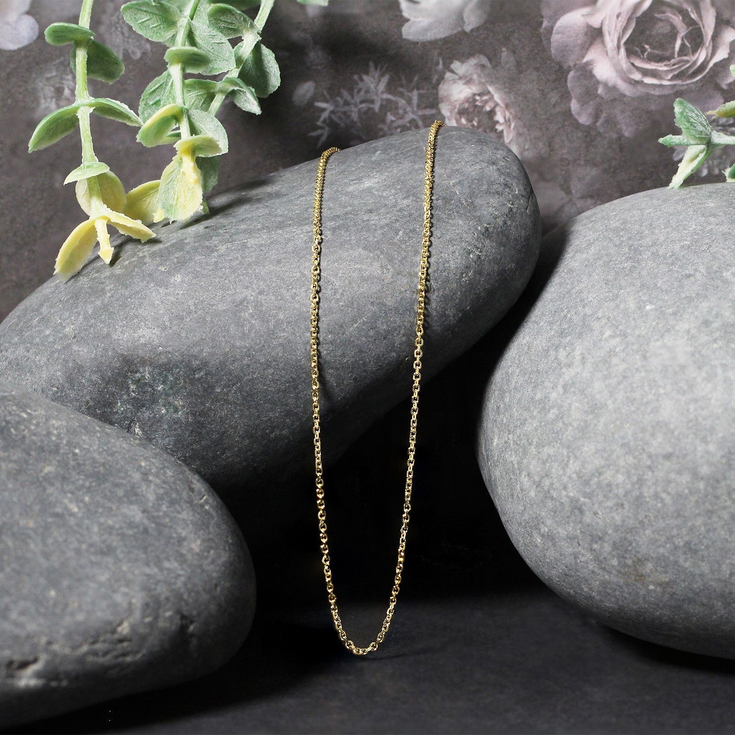 14k Yellow Gold Diamond Cut Cable Link Chain 1.1mm - Image 11