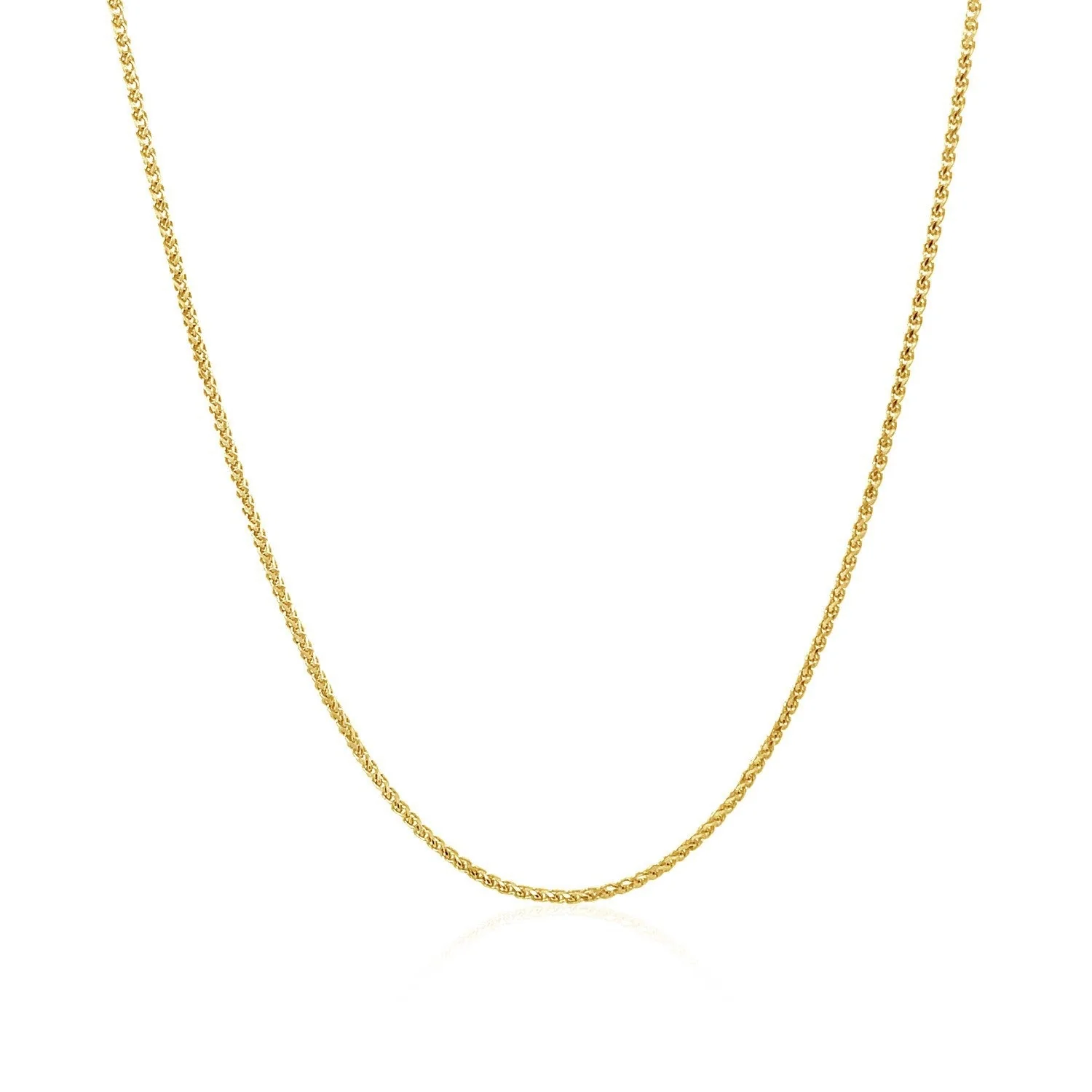 14k Yellow Gold Diamond Cut Round Wheat Chain 1.0mm - Image 2
